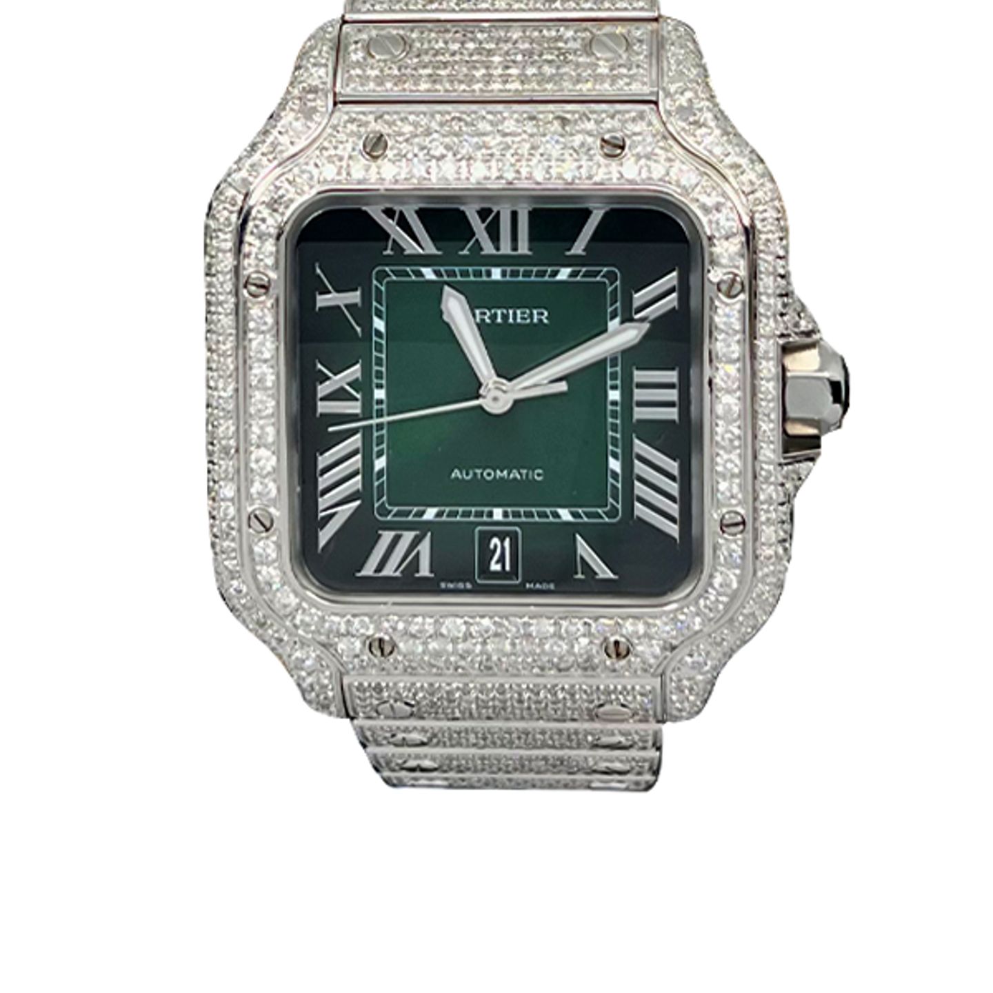 Cartier Santos WSSA0062 (2023) - Green dial 40 mm Steel case (1/8)