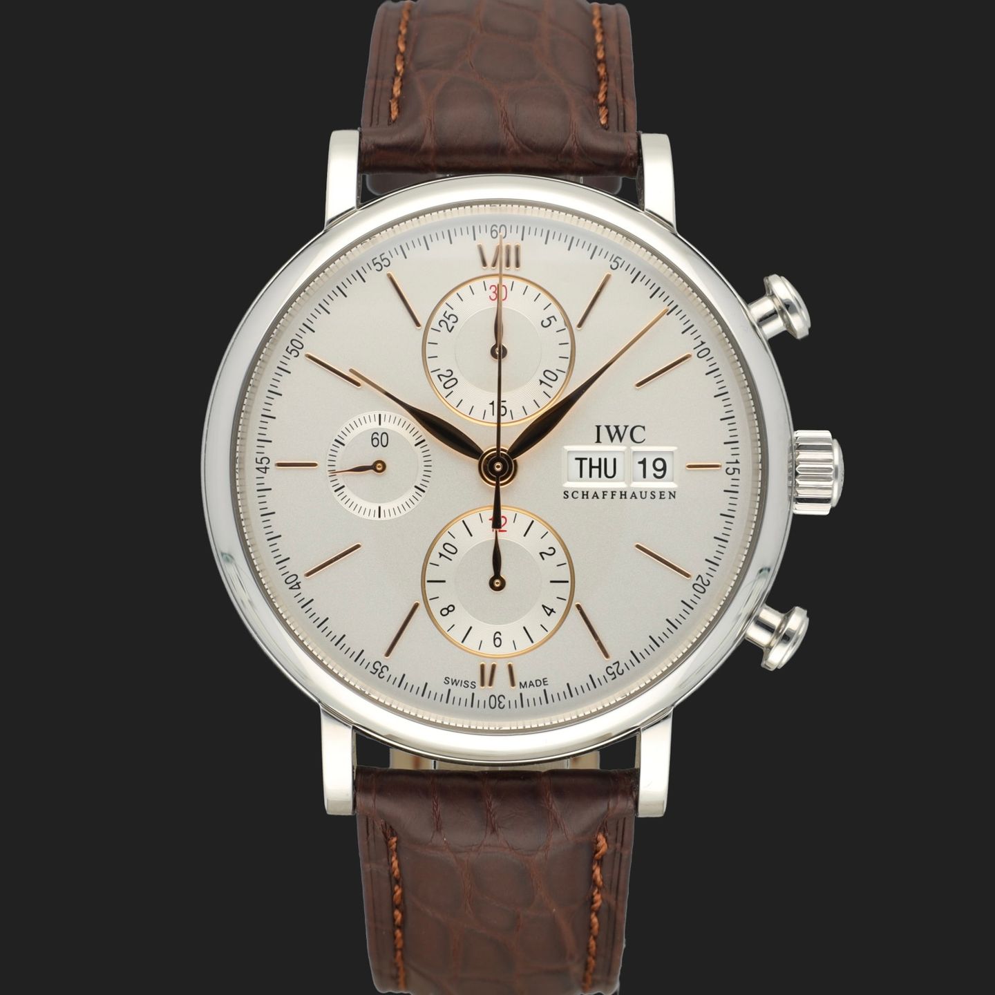 IWC Portofino Chronograph IW391031 (2020) - Silver dial 42 mm Steel case (3/8)