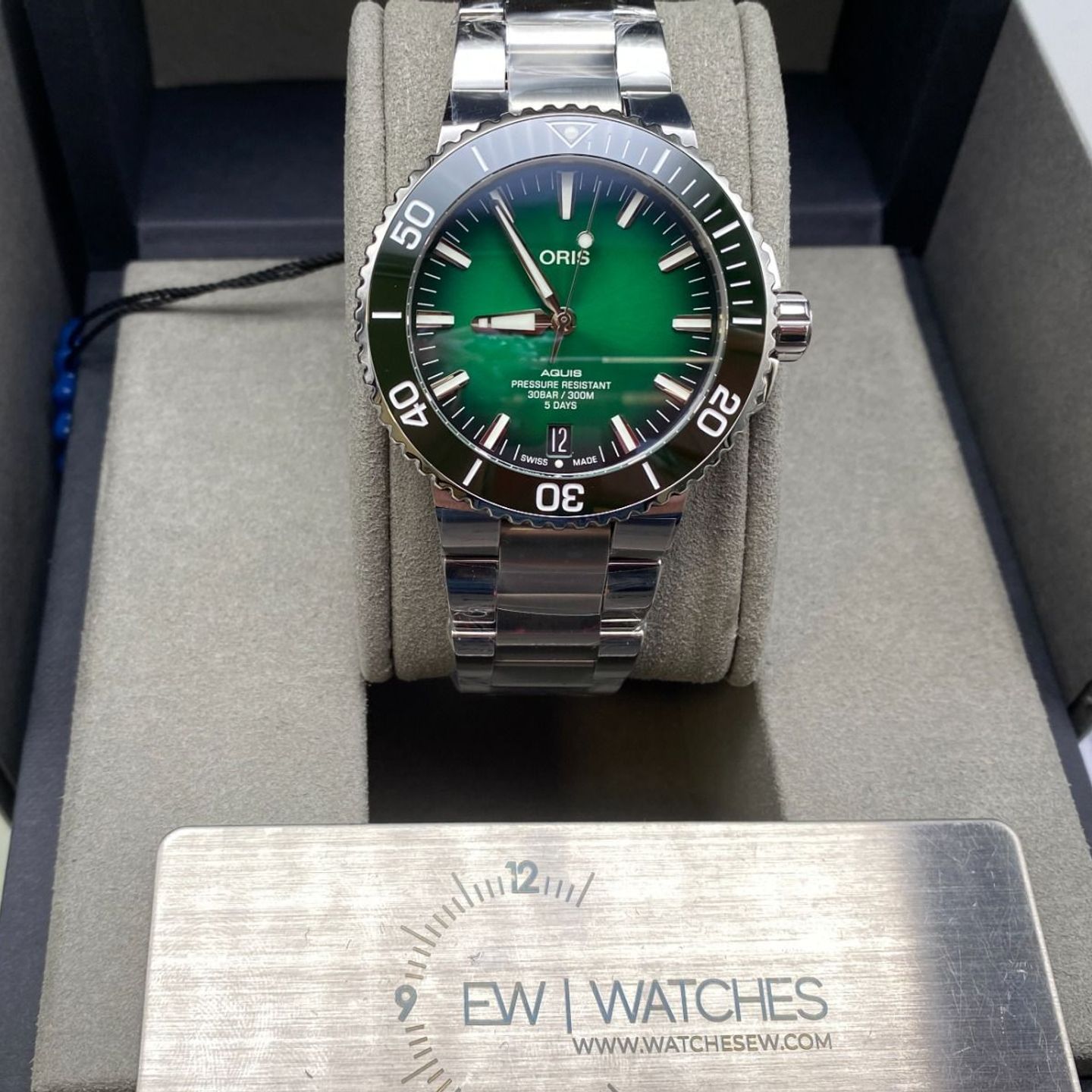 Oris Aquis Date 01 400 7763 4157-07 8 24 09PEB (2023) - Groen wijzerplaat 43mm Staal (5/8)