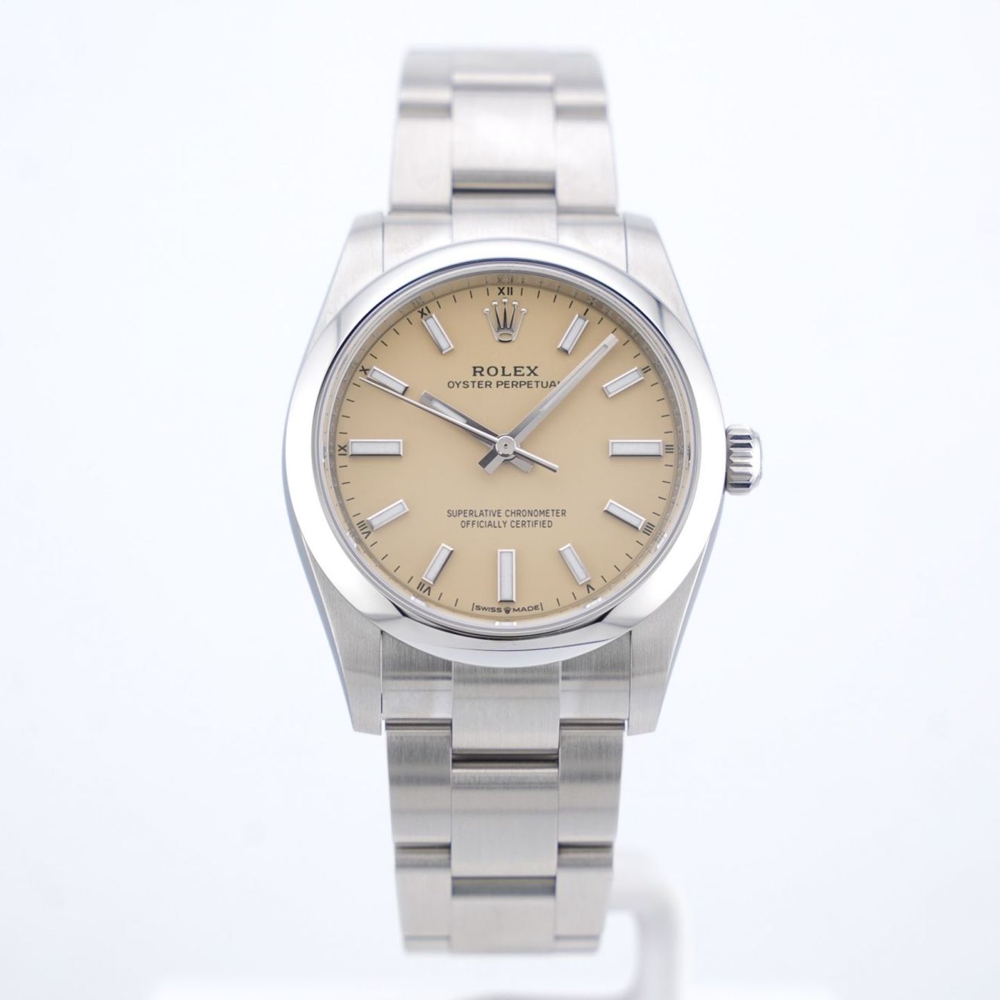 Rolex Oyster Perpetual 34 124200 (2025) - Beige dial 34 mm Steel case (1/8)