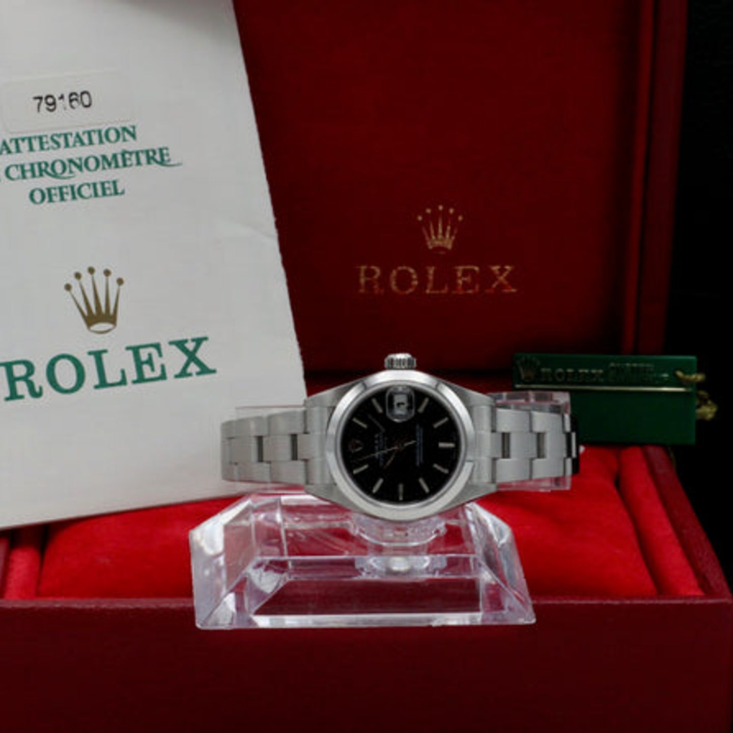 Rolex Oyster Perpetual Lady Date 79160 (2000) - Zwart wijzerplaat 26mm Staal (3/7)