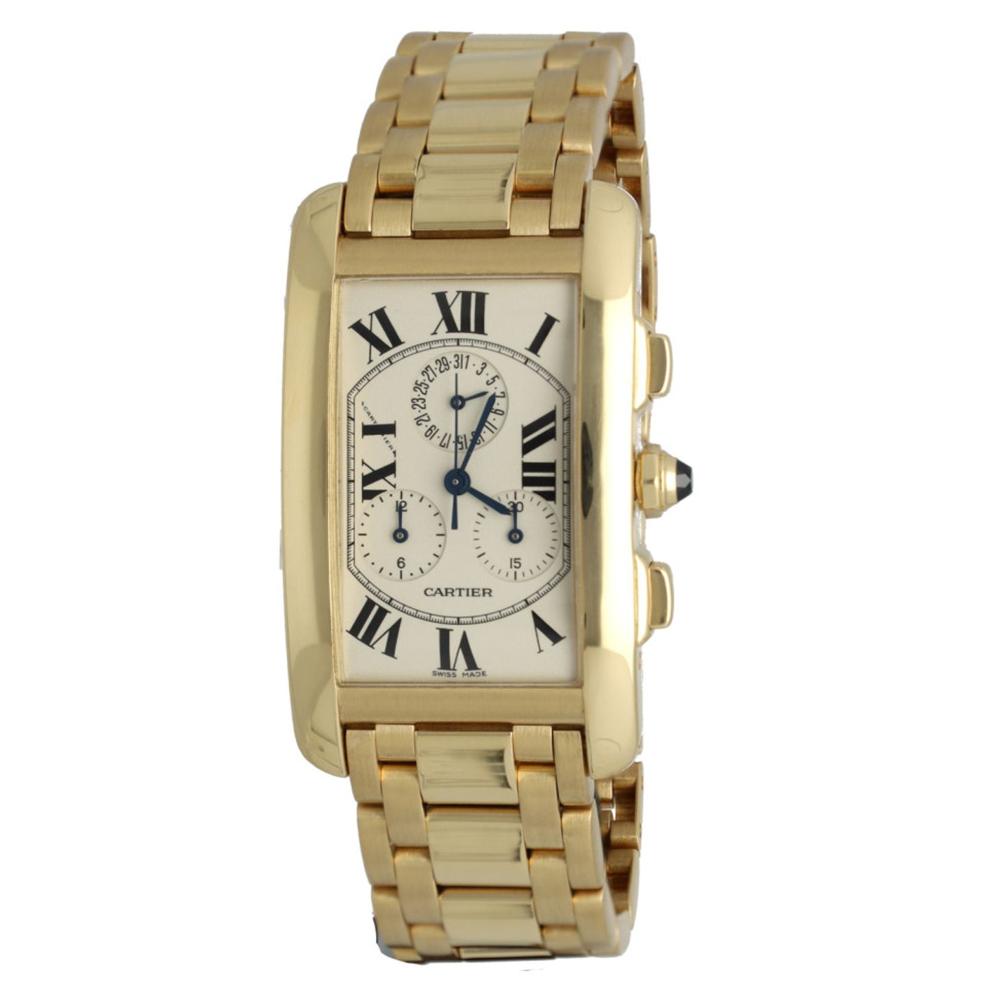 Cartier Tank Américaine 1730 (1999) - White dial 26 mm Yellow Gold case (1/7)