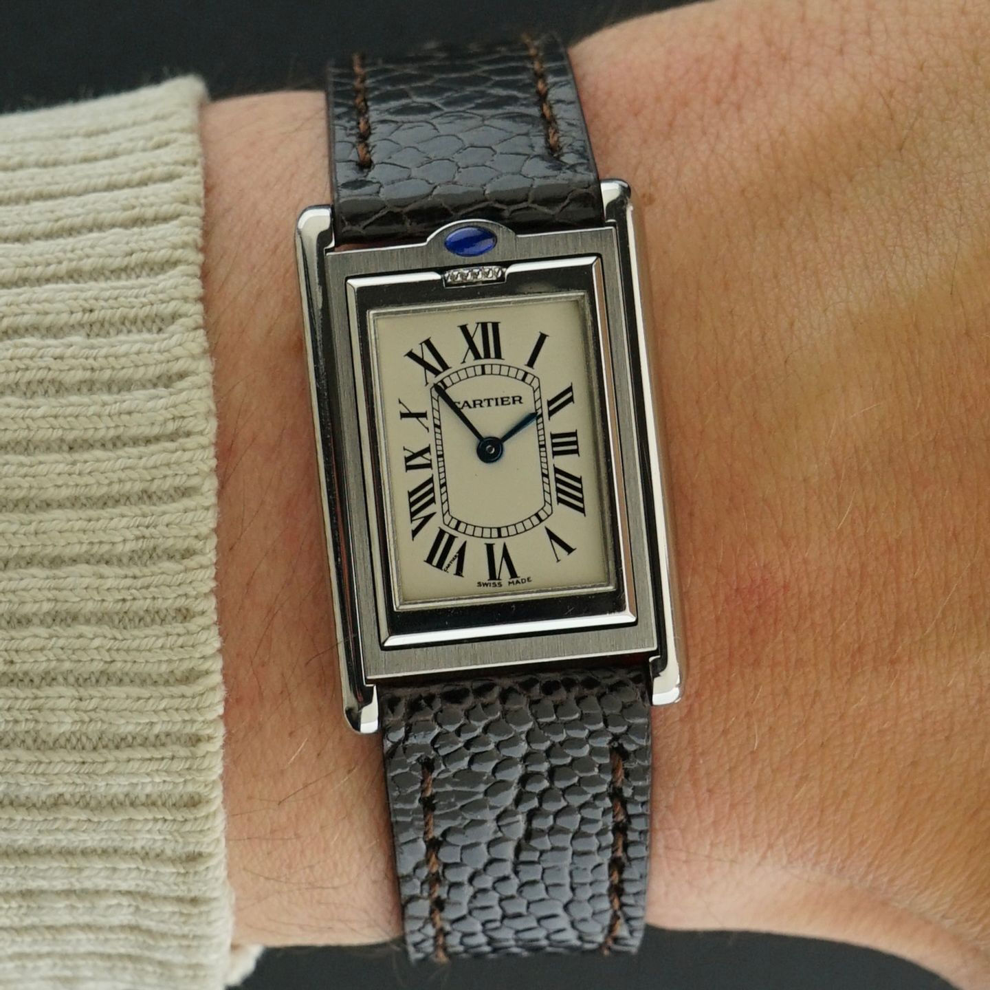 Cartier Tank 2405 (2002) - White dial 24 mm Steel case (2/8)