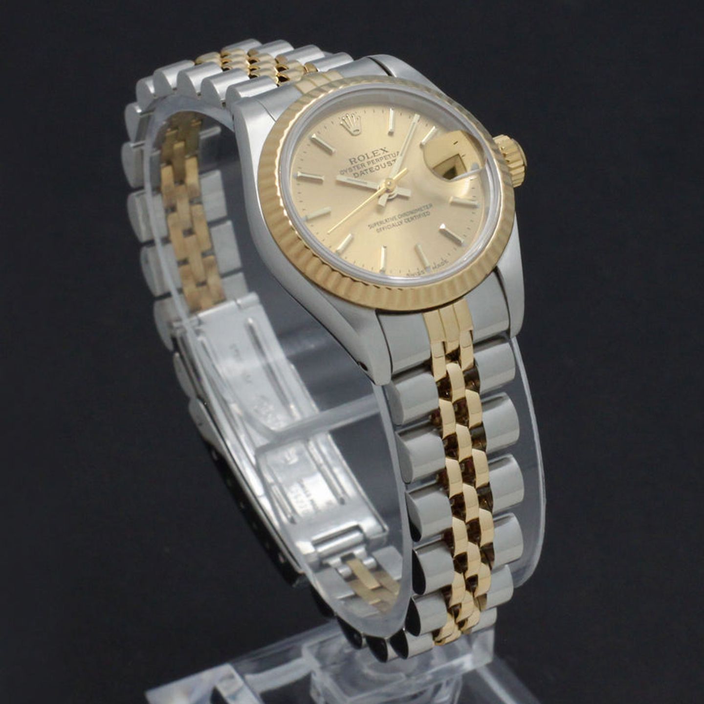Rolex Lady-Datejust 69173 (1987) - Gold dial 26 mm Gold/Steel case (6/7)