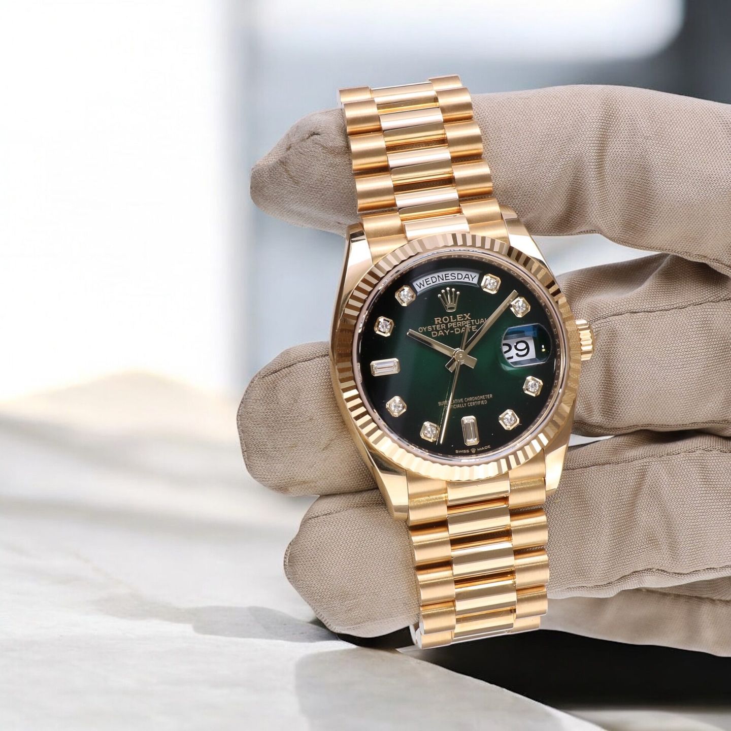 Rolex Day-Date 36 128238 (2022) - Orange dial 36 mm Yellow Gold case (7/7)