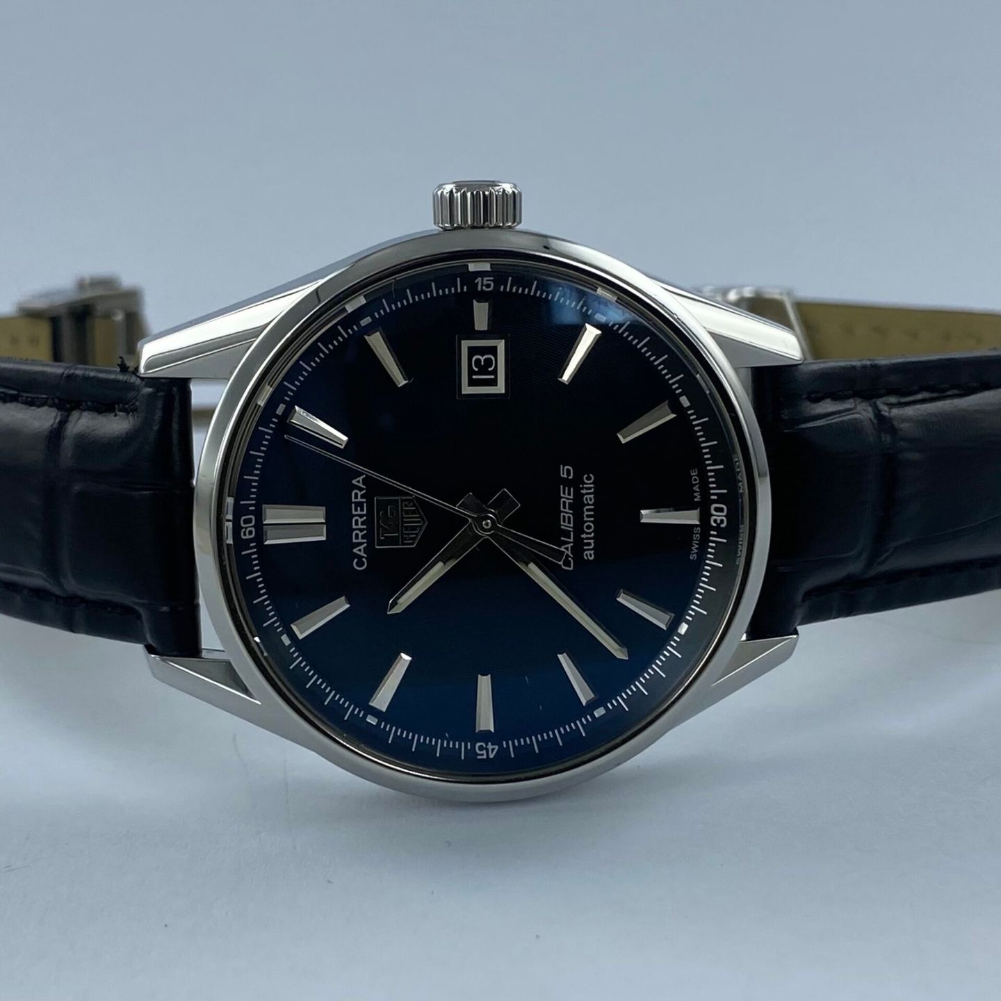 TAG Heuer Carrera Calibre 5 WAR211A (Unknown (random serial)) - Black dial 39 mm Steel case (1/6)