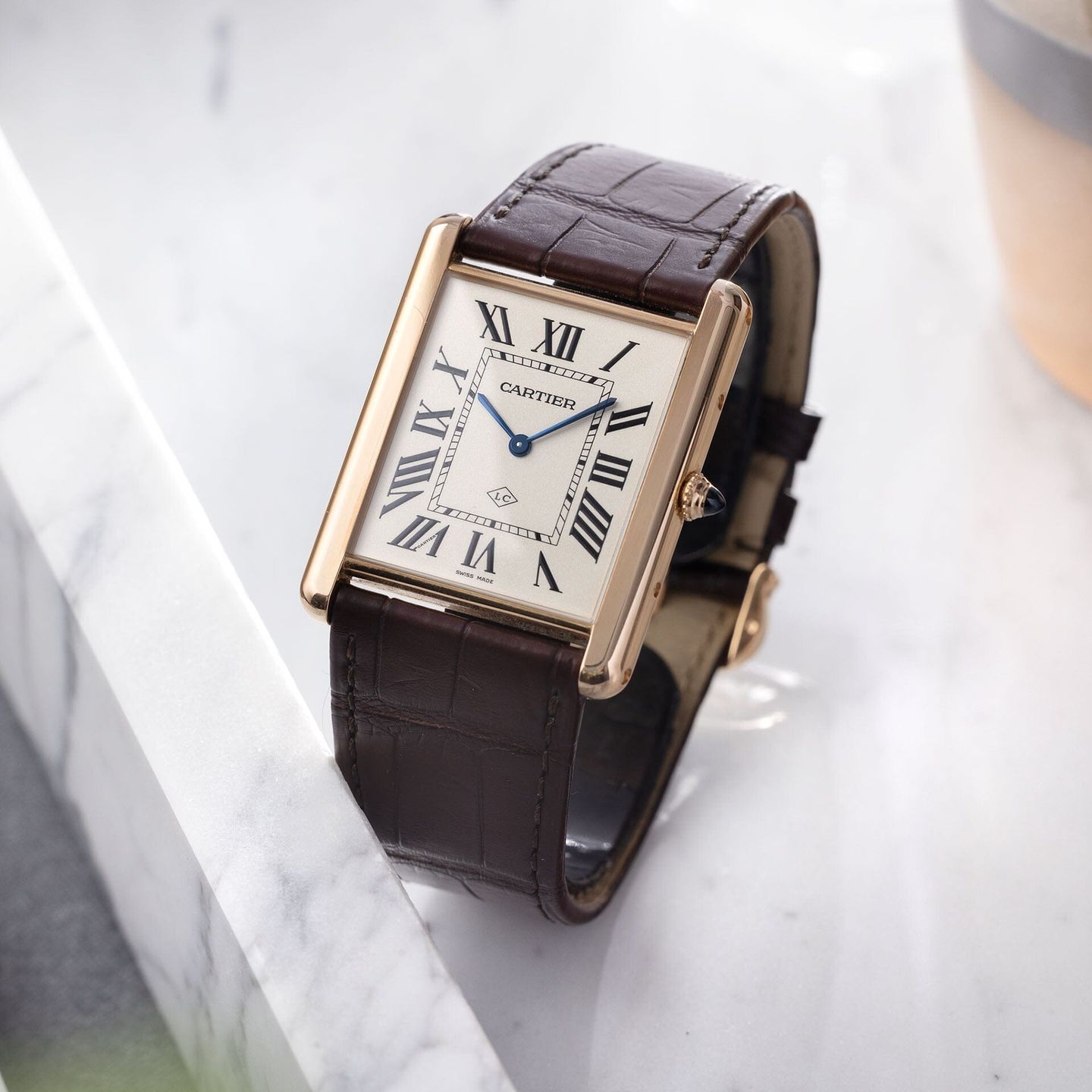 Cartier Tank Louis Cartier 3280 (2013) - Wit wijzerplaat 40mm Roségoud (2/8)