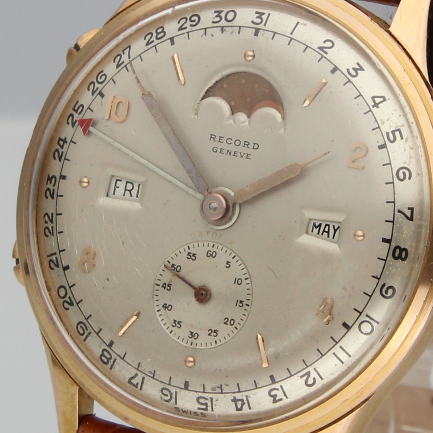 Record Datofix 1121 (1950) - Champagne dial 35 mm Rose Gold case (3/8)