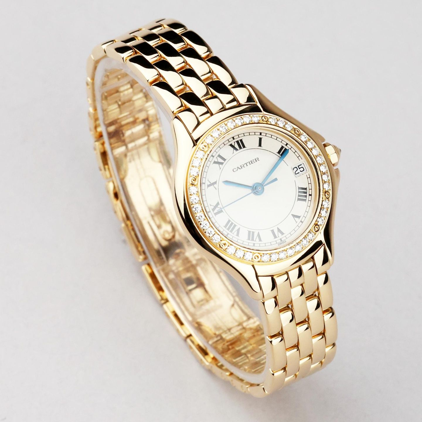 Cartier Unknown 8879 (Unknown (random serial)) - Blue dial 33 mm Yellow Gold case (2/8)
