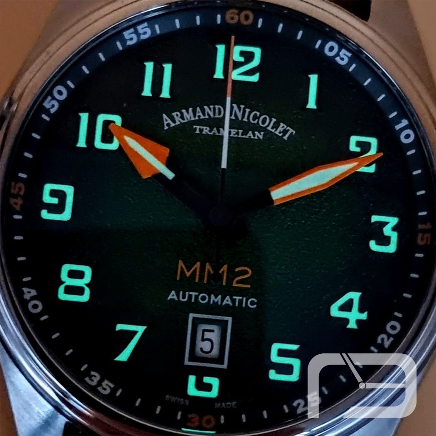 Armand Nicolet MM2 A640P-NV-P0640KM8 (2024) - Green dial 42 mm Steel case (5/8)