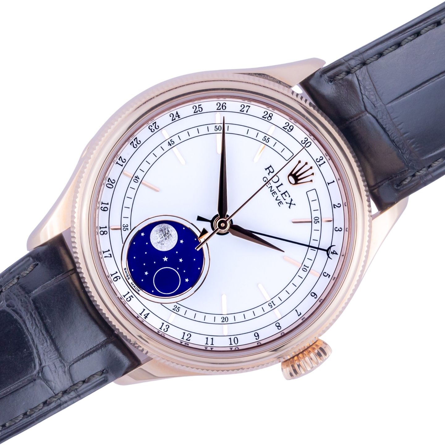 Rolex Cellini Moonphase 50535 (2023) - White dial 39 mm Rose Gold case (1/8)
