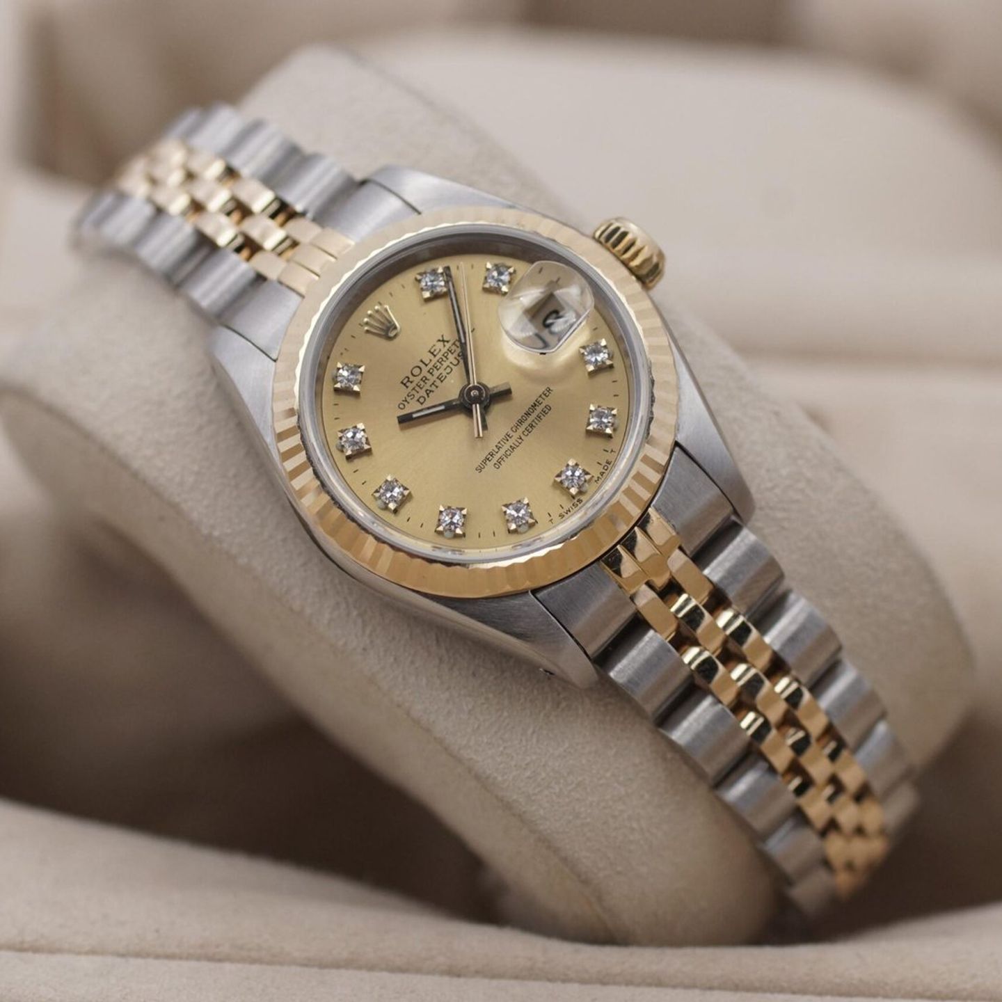 Rolex Lady-Datejust 69173 (1988) - Champagne dial 26 mm Gold/Steel case (2/8)