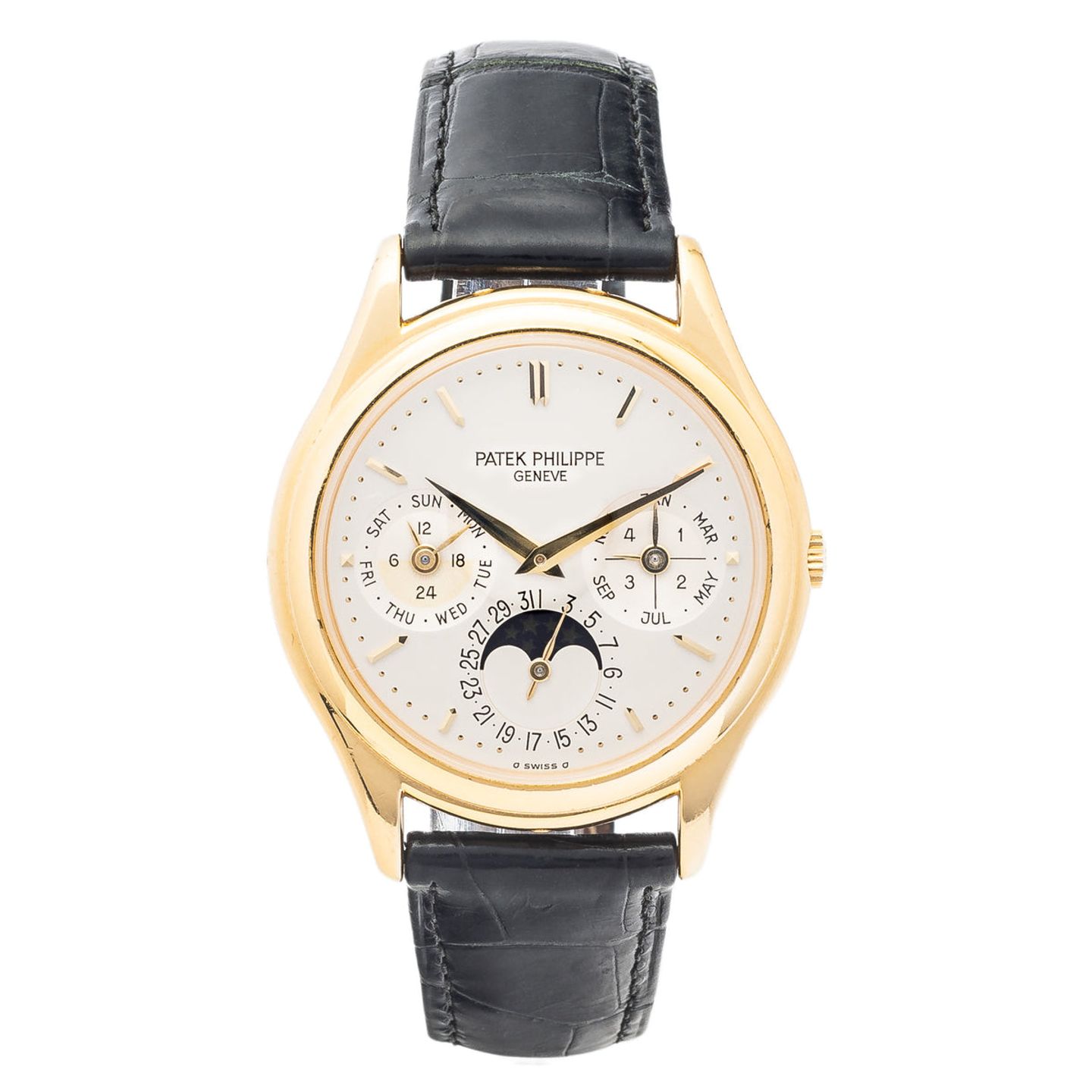 Patek Philippe Perpetual Calendar 3940J (1995) - Wit wijzerplaat 37mm Geelgoud (1/5)