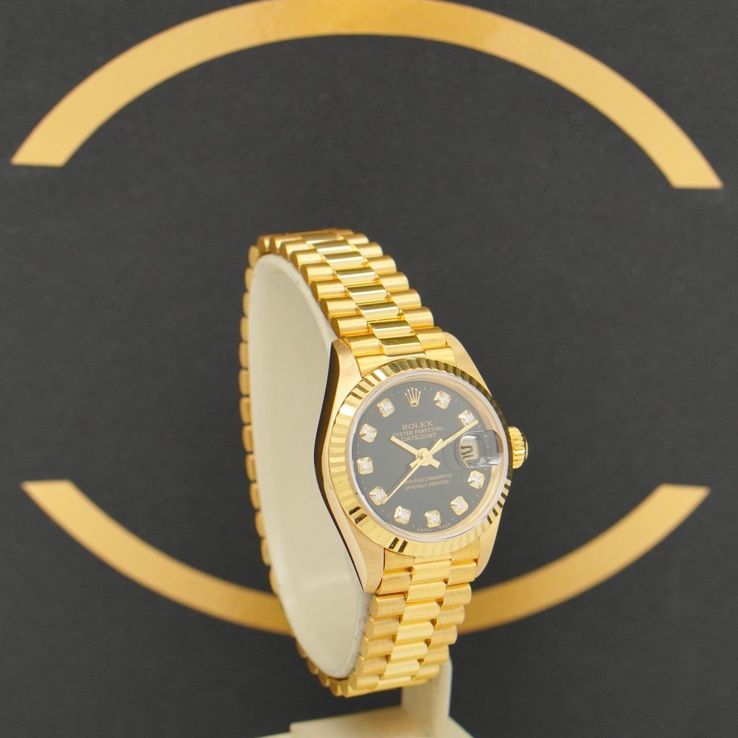 Rolex Lady-Datejust 69178 (1995) - Zwart wijzerplaat 26mm Geelgoud (3/7)