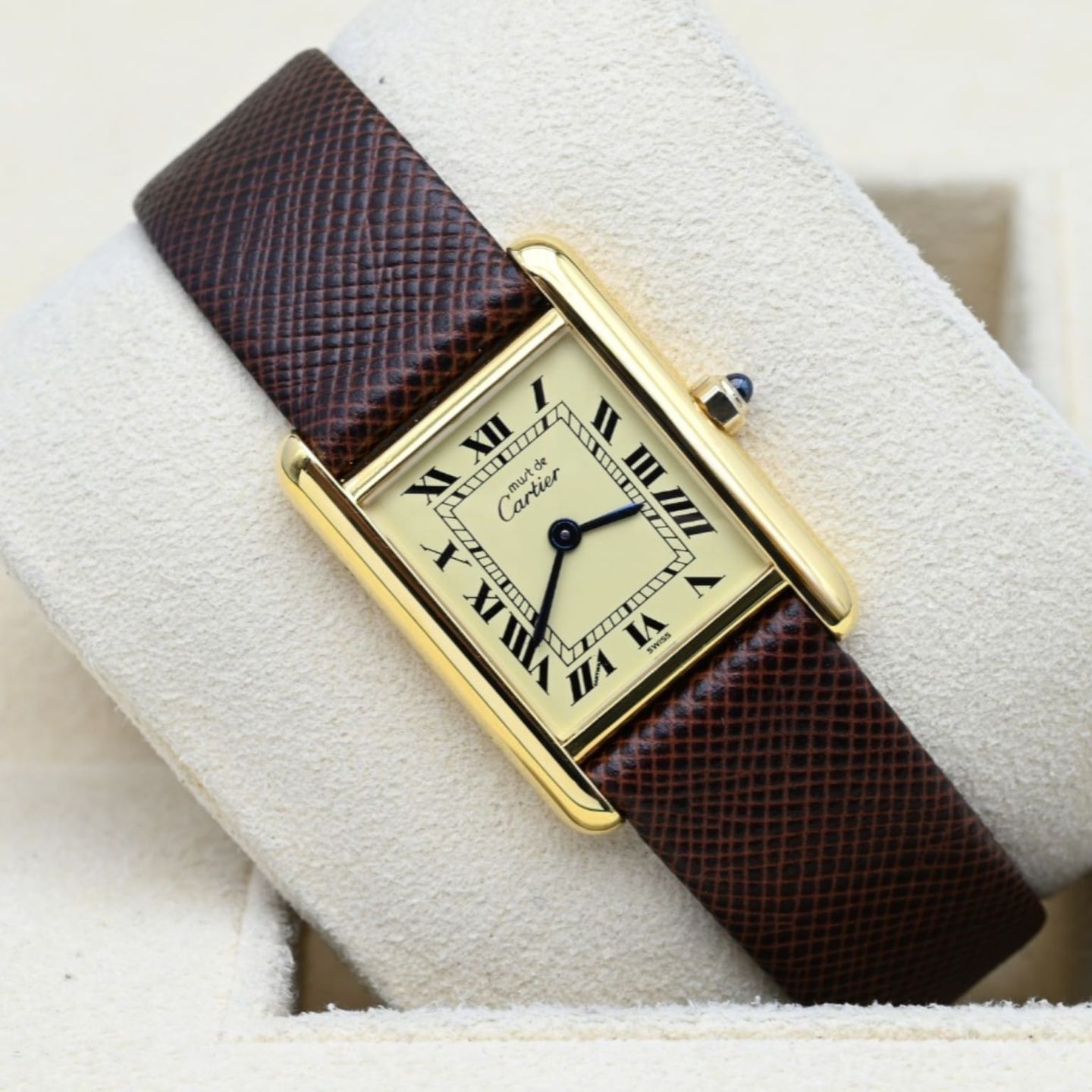 Cartier Tank Vermeil 366001 (Unknown (random serial)) - Yellow dial 20 mm Silver case (1/8)