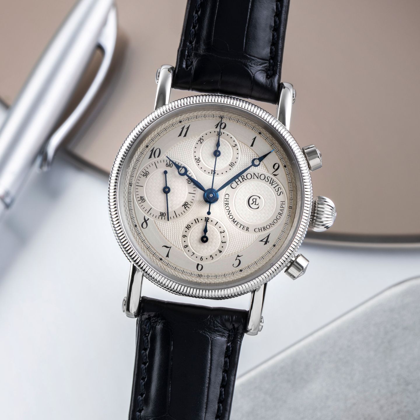 Chronoswiss Kairos CH-7523 (Unknown (random serial)) - Black dial 39 mm Steel case (3/8)