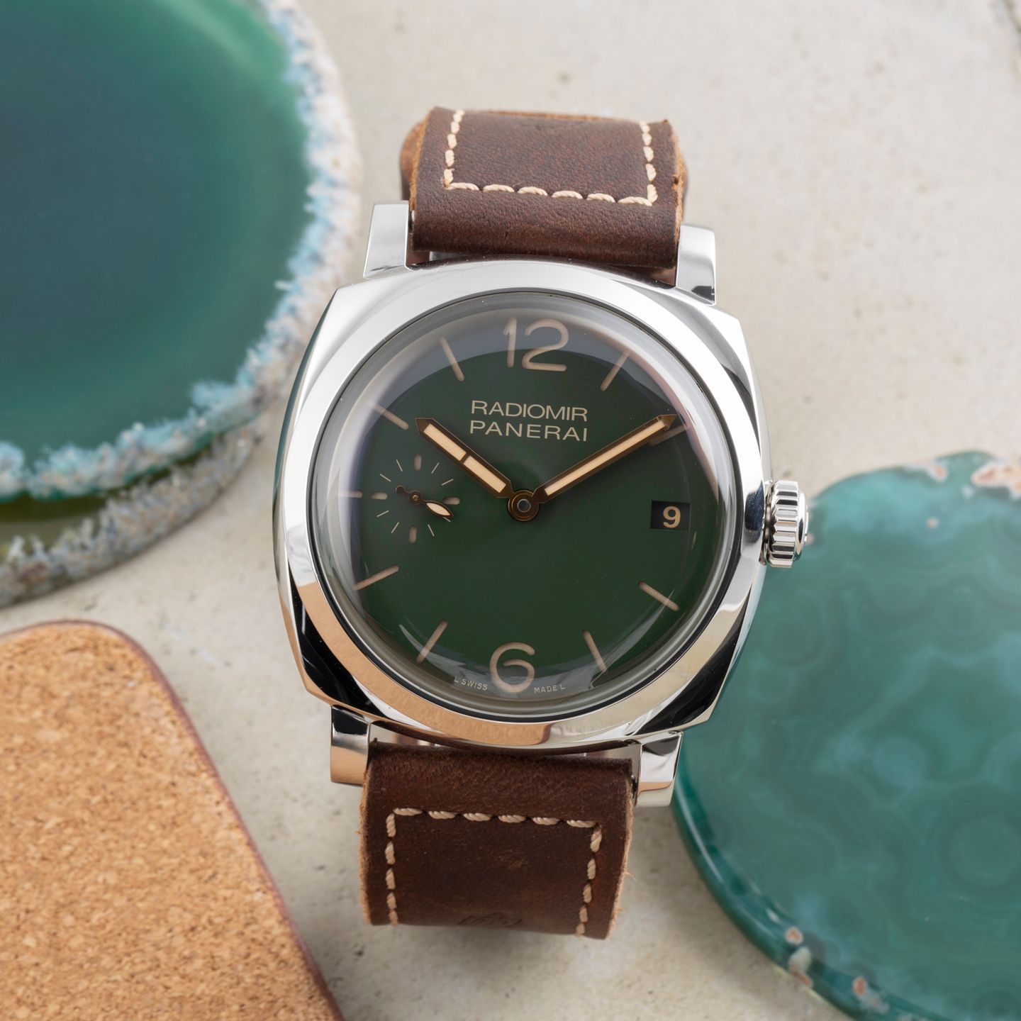 Panerai Radiomir 1940 3 Days PAM00736 (2017) - Groen wijzerplaat 47mm Staal (1/8)