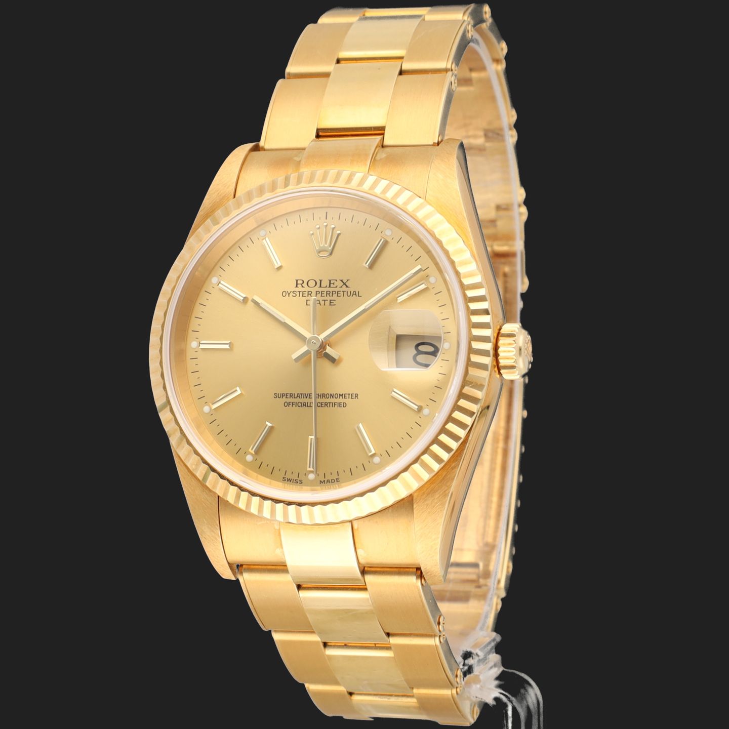 Rolex Oyster Perpetual Date 15238 (2005) - 34 mm Yellow Gold case (1/8)