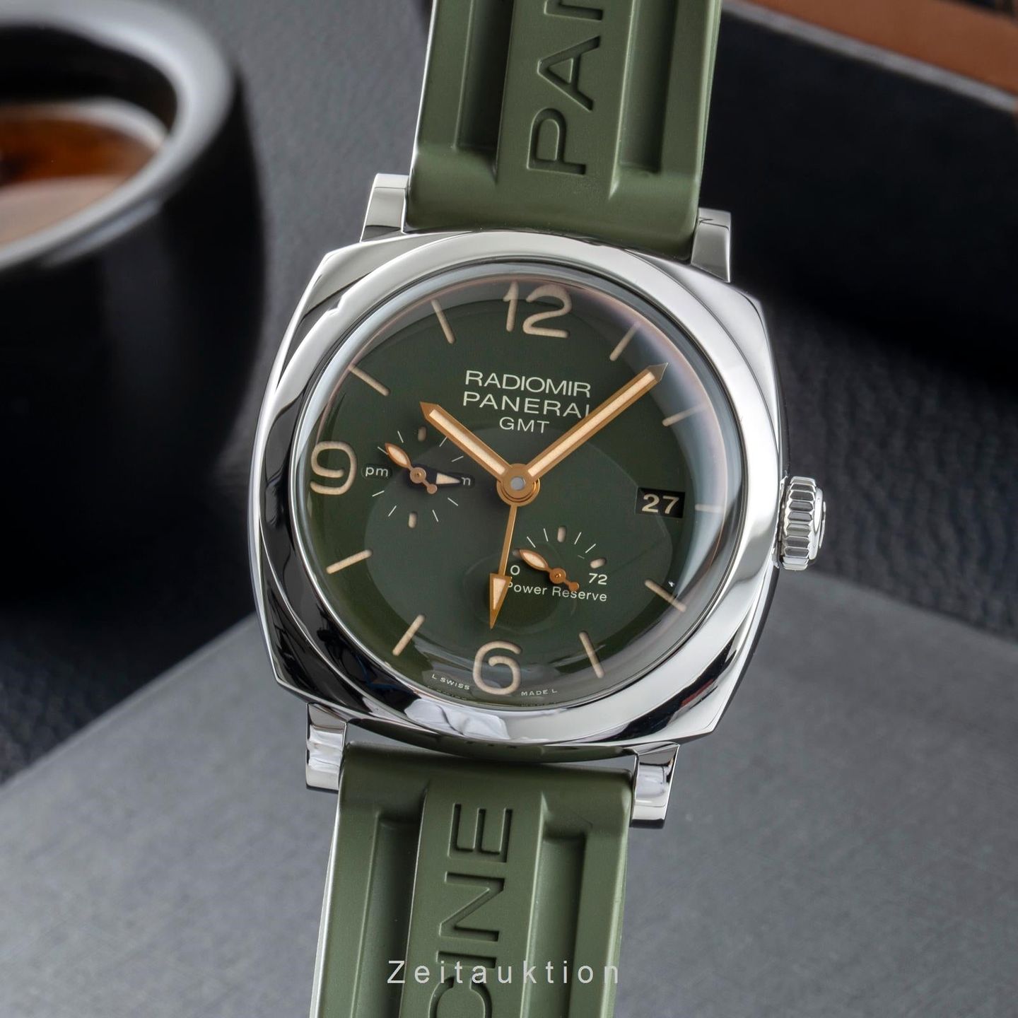 Panerai Radiomir GMT PAM00999 (Onbekend (willekeurig serienummer)) - Groen wijzerplaat 45mm Staal (1/8)
