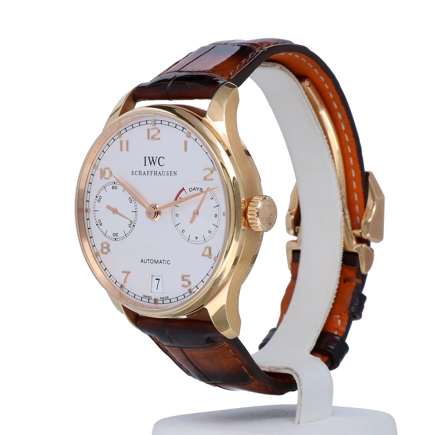 IWC Portuguese Automatic IW500101 (2006) - Silver dial 42 mm Rose Gold case (2/8)