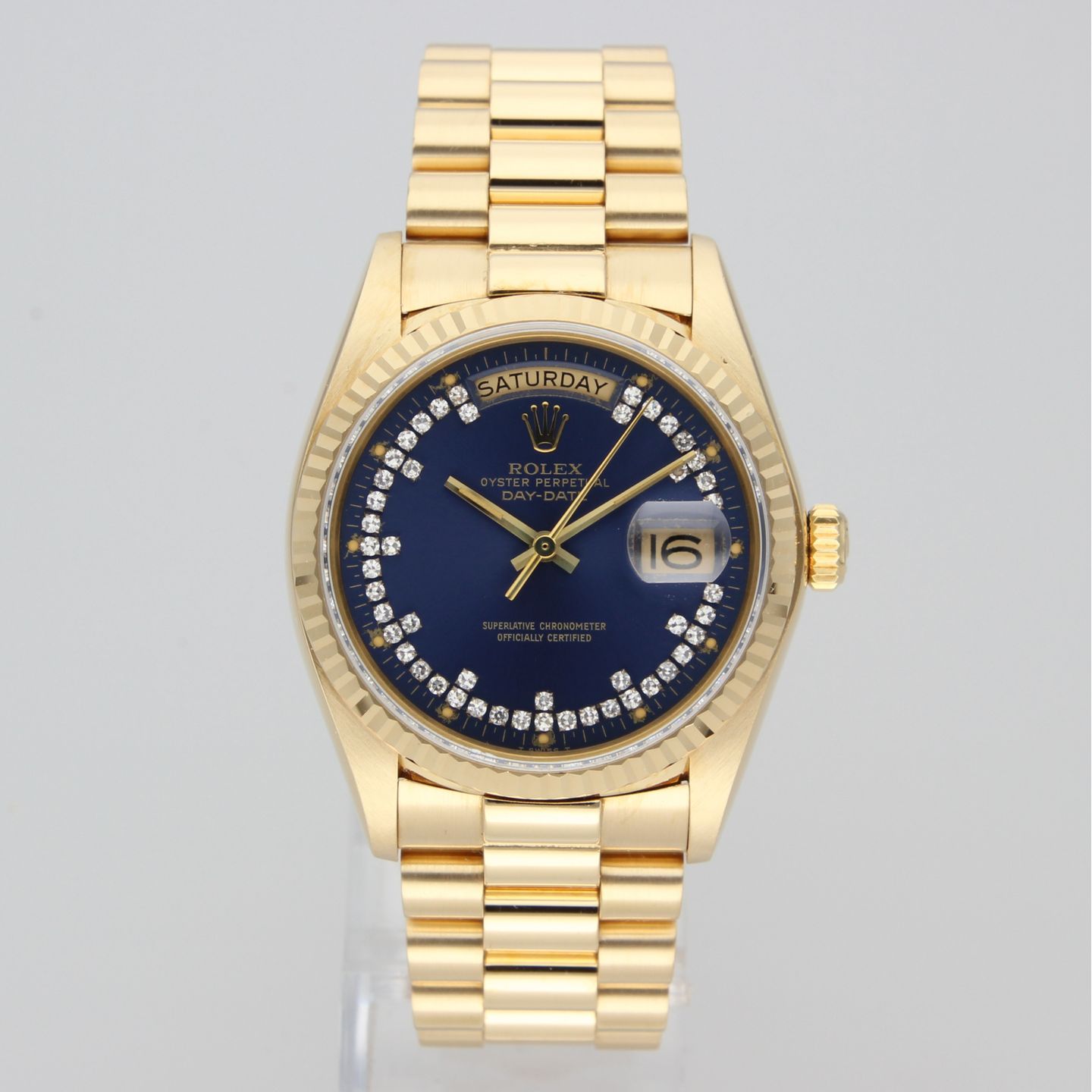 Rolex Day-Date 36 18038 (1981) - Blue dial 36 mm Yellow Gold case (2/8)