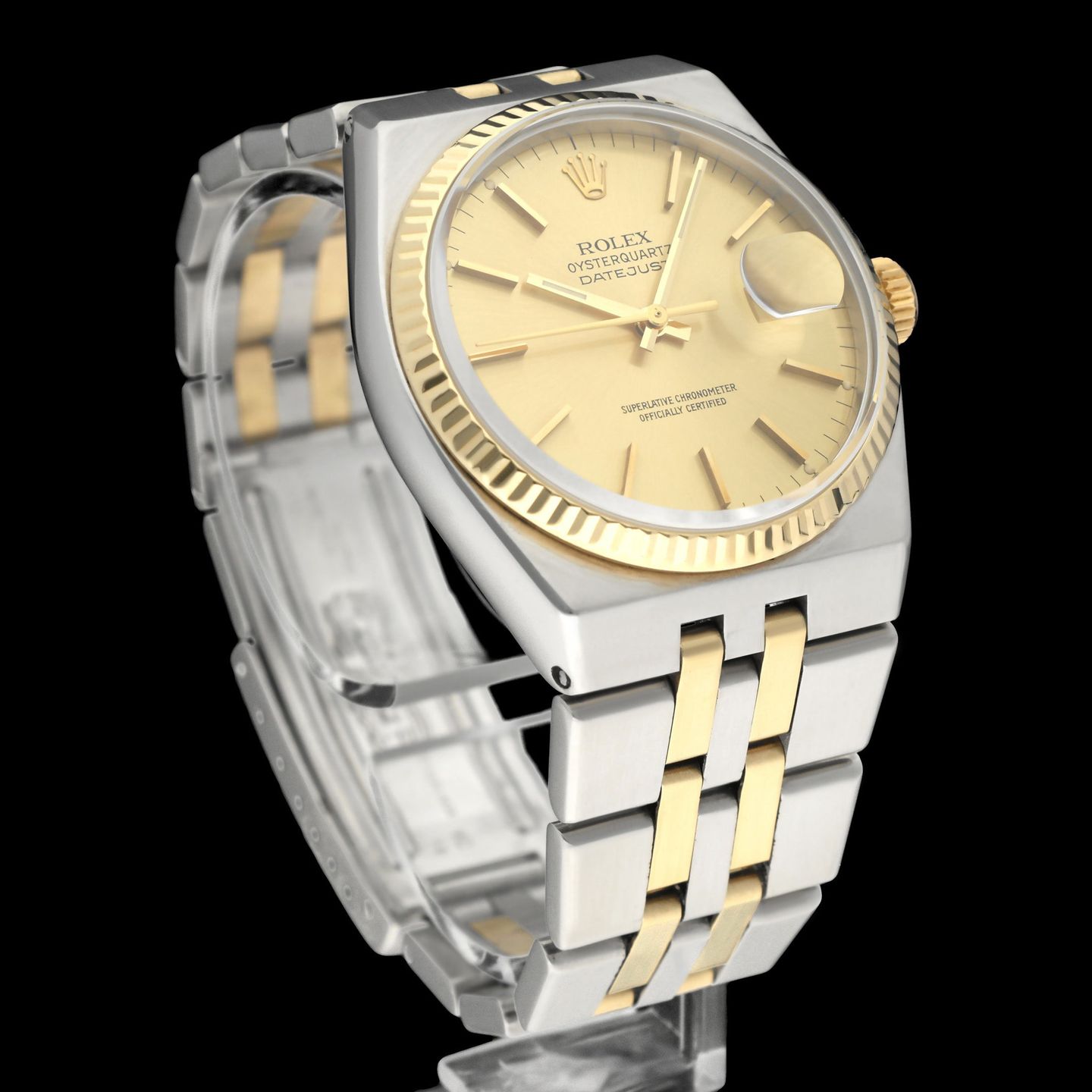 Rolex Datejust Oysterquartz 17013 (1979) - Champagne dial 36 mm Gold/Steel case (3/7)