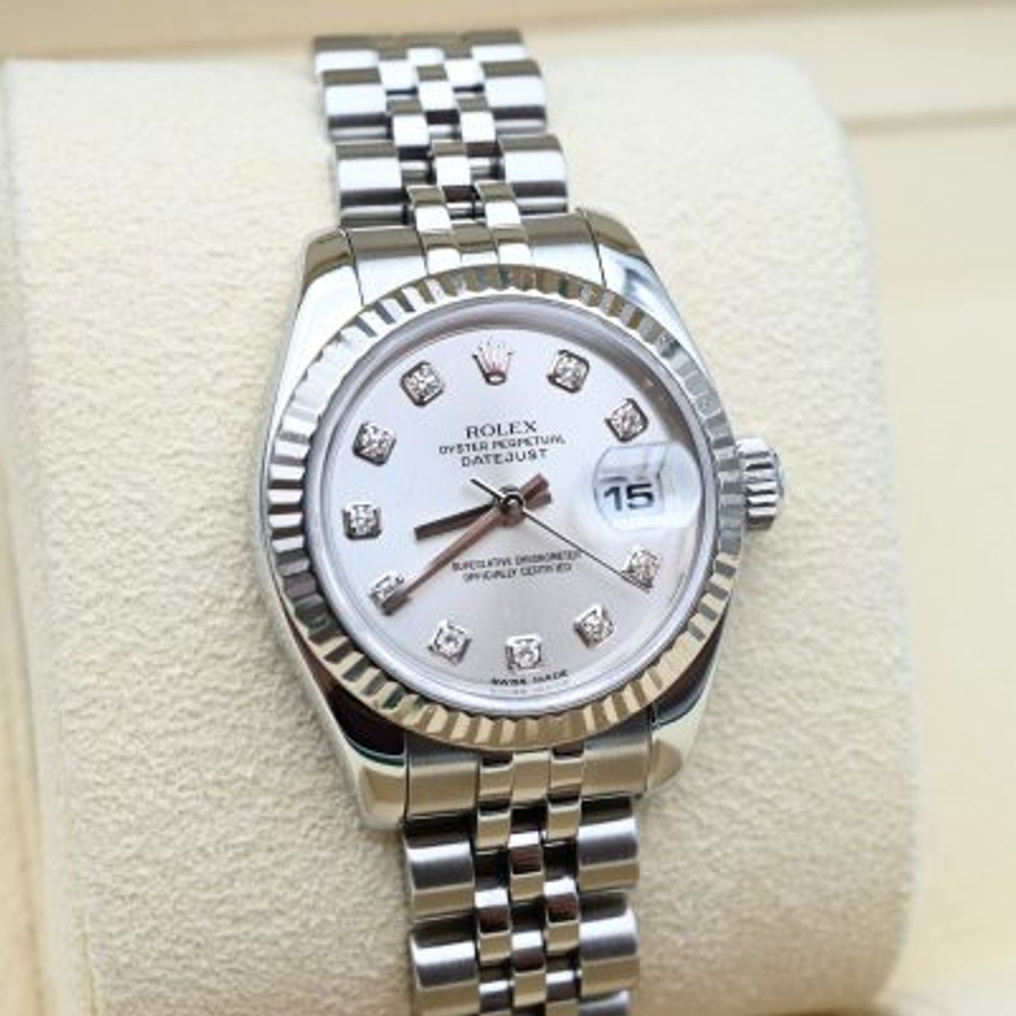 Rolex Lady-Datejust 179174 (2006) - Zilver wijzerplaat 26mm Staal (6/8)