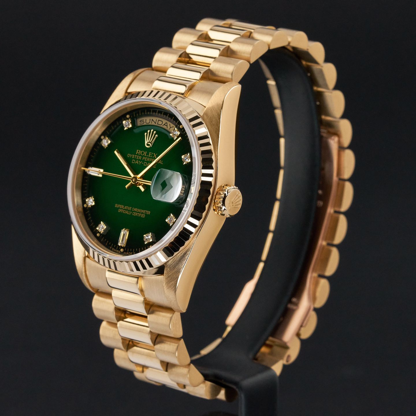 Rolex Day-Date 36 18238 (1991) - Green dial 36 mm Yellow Gold case (4/8)
