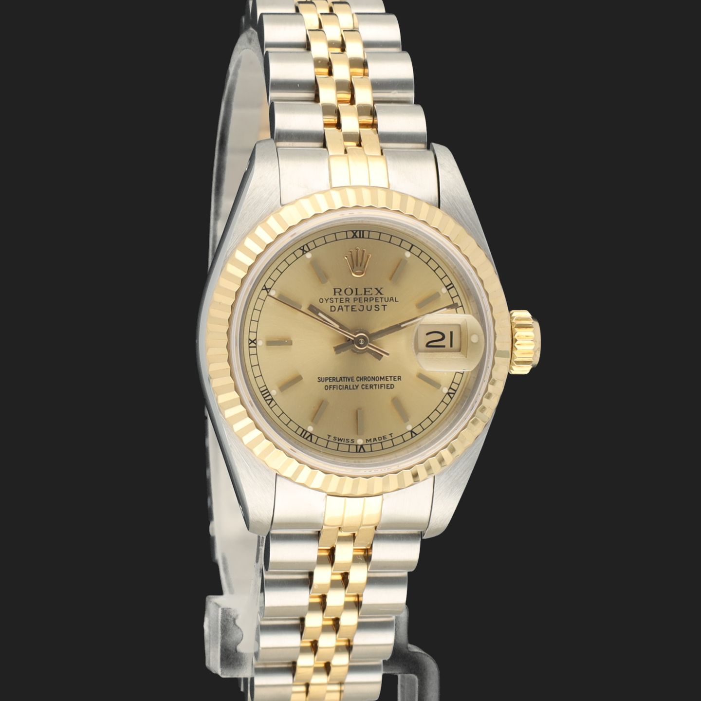 Rolex Lady-Datejust 69173 (1990) - Champagne dial 26 mm Gold/Steel case (4/8)