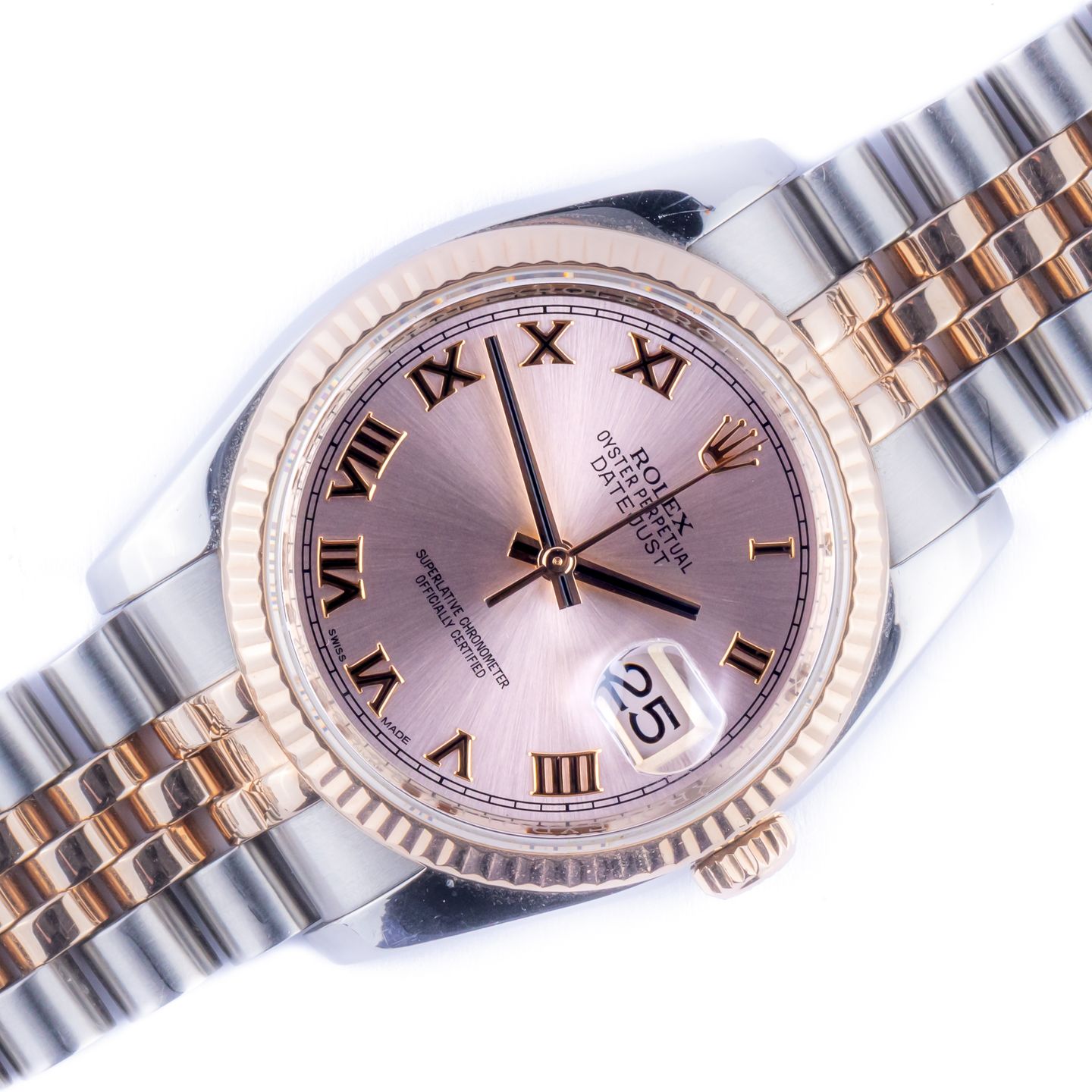 Rolex Datejust 36 116231 (Unknown (random serial)) - Pink dial 36 mm Gold/Steel case (1/8)