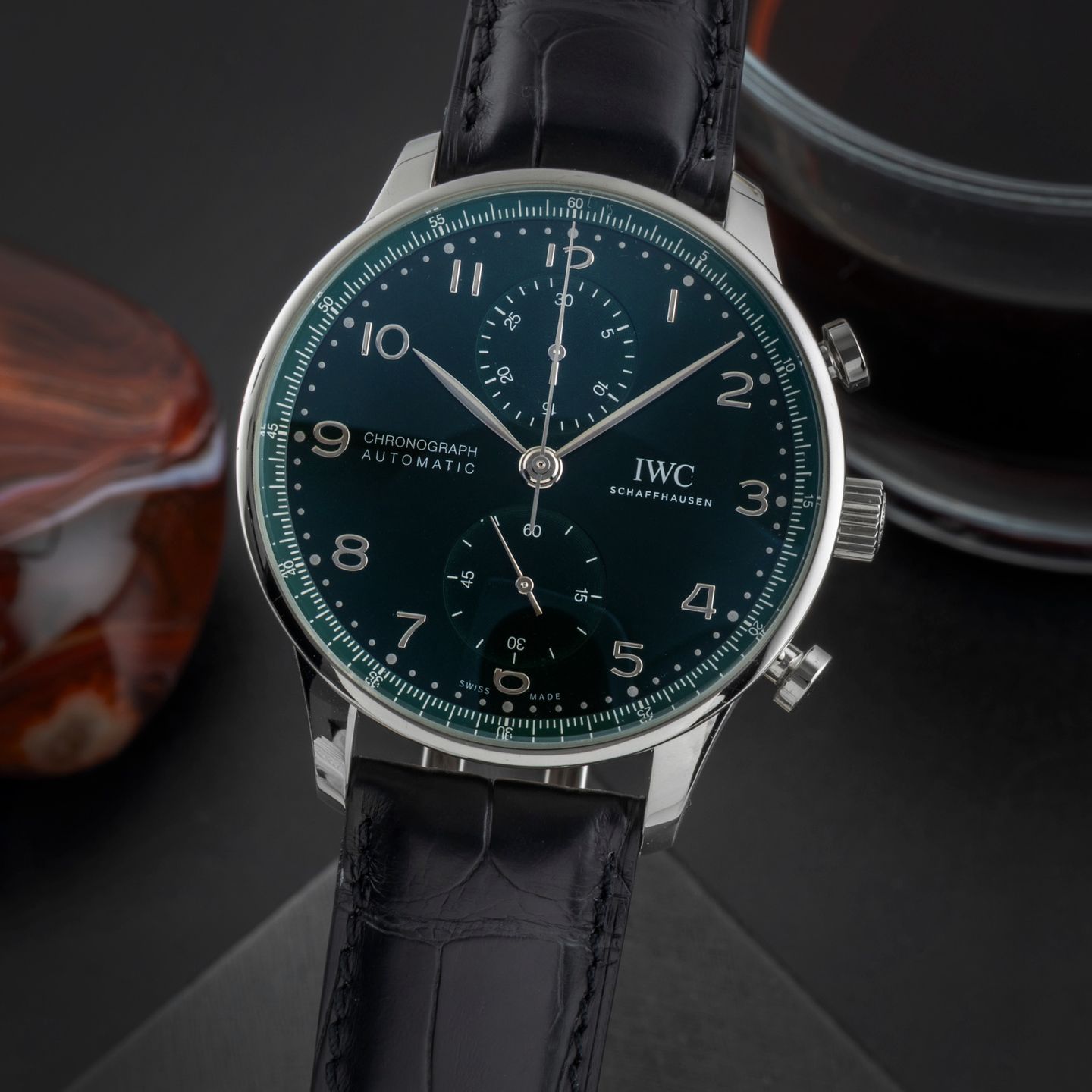 IWC Portuguese Chronograph IW371615 (Unknown (random serial)) - Green dial 41 mm Steel case (3/8)