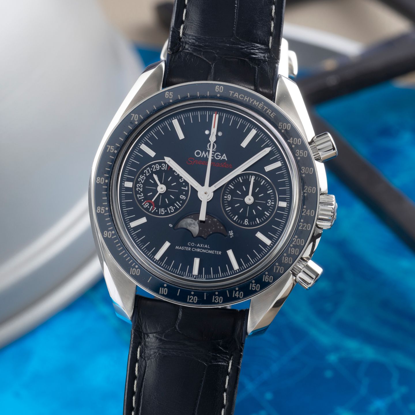 Omega Speedmaster Professional Moonwatch Moonphase 304.33.44.52.03.001 (Onbekend (willekeurig serienummer)) - Blauw wijzerplaat 44mm Staal (3/8)