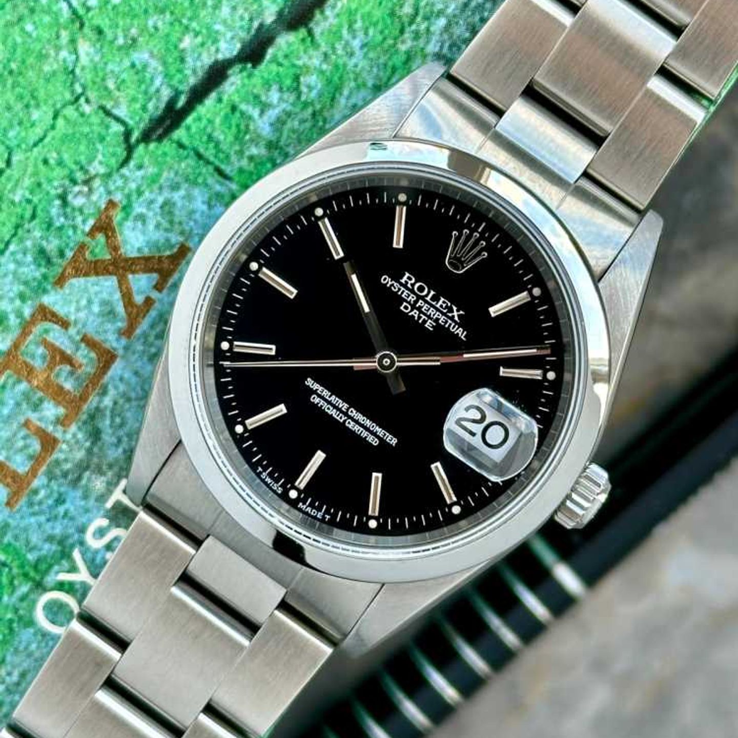 Rolex Oyster Perpetual Date 15200 (1995) - Black dial 34 mm Steel case (7/8)