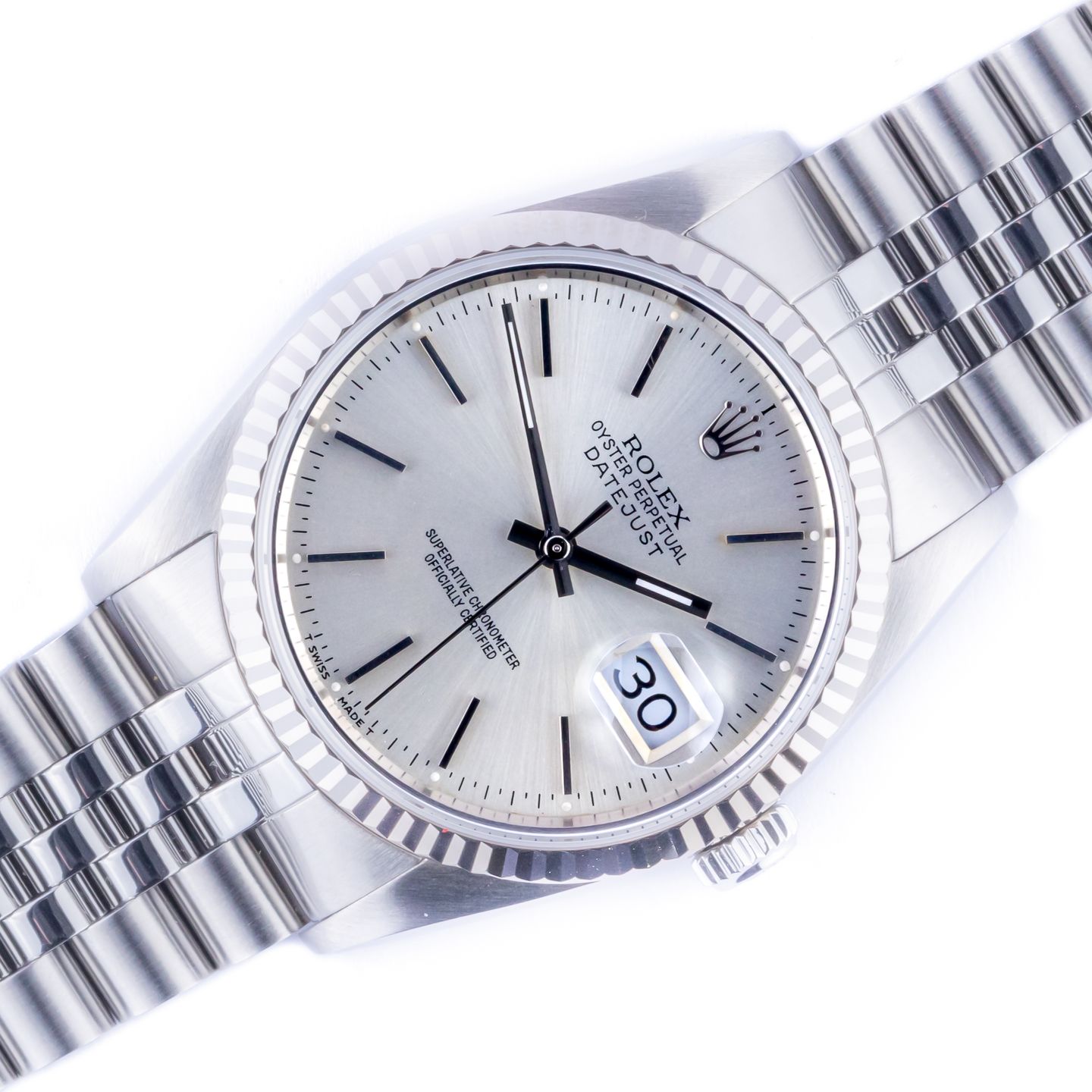 Rolex Datejust 36 16234 (1990) - Zilver wijzerplaat 36mm Staal (1/8)