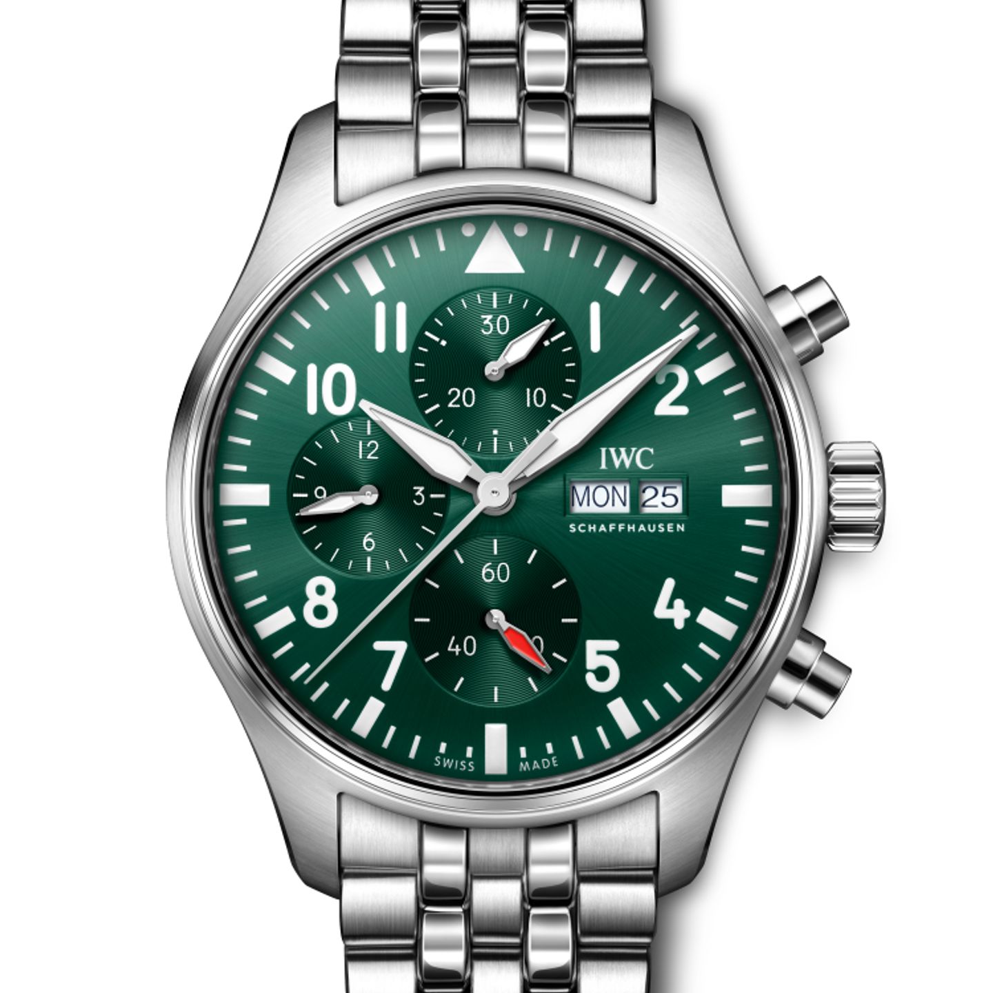IWC Pilot Chronograph IW378006 (2024) - Groen wijzerplaat 43mm Staal (1/1)