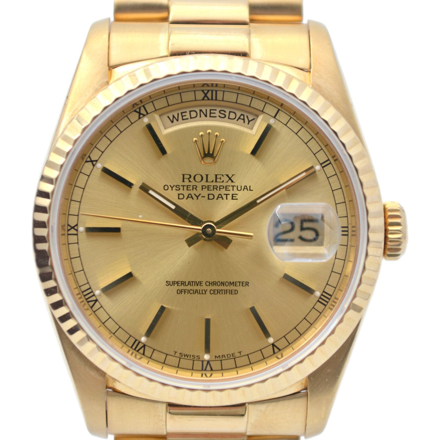 Rolex Day-Date 36 18238 (1991) - Champagne wijzerplaat 36mm Geelgoud (1/8)