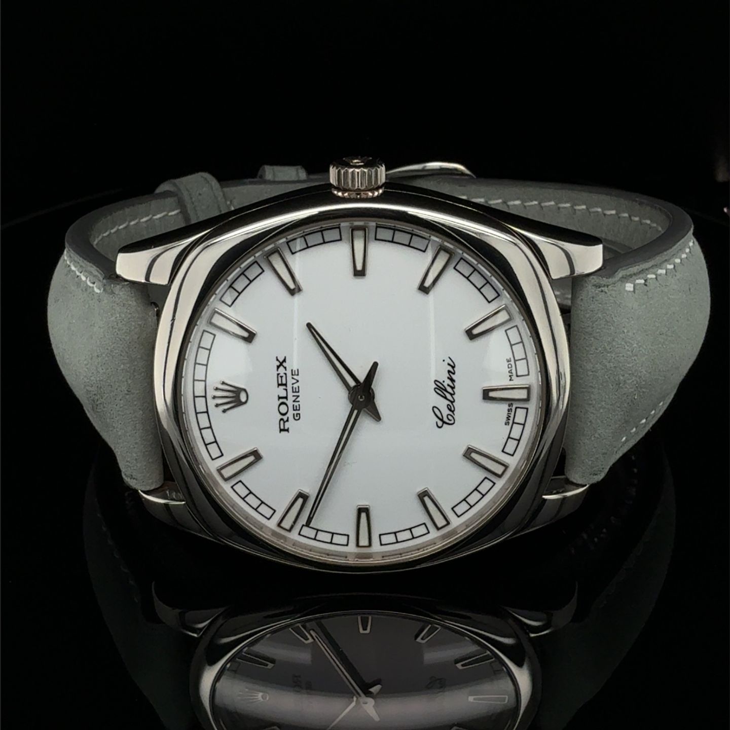 Rolex Cellini Danaos 4243 (2001) - White dial 38 mm White Gold case (1/8)