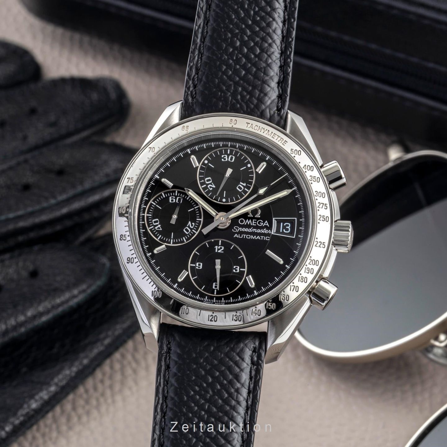 Omega Speedmaster Date 3513.50.00 (2000) - Zwart wijzerplaat 39mm Staal (1/8)