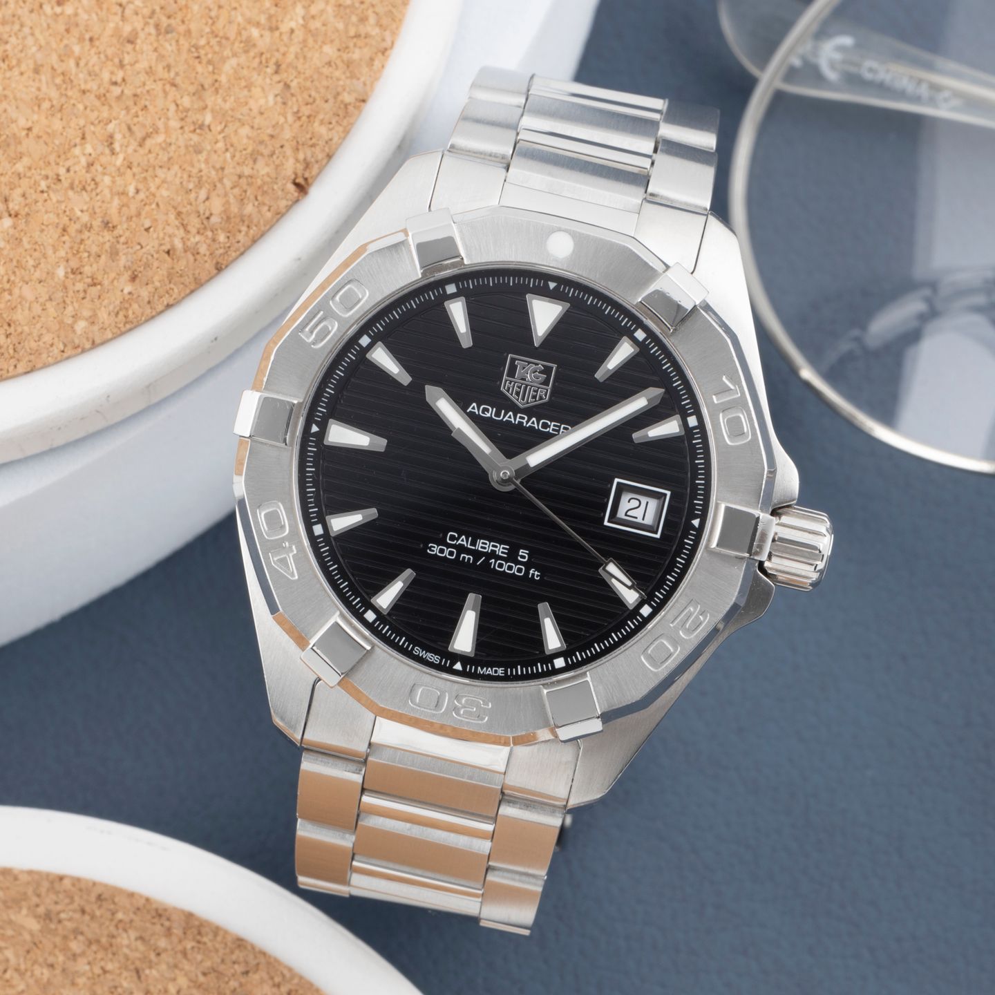 TAG Heuer Aquaracer 300M WAY2110 (2015) - Black dial 41 mm Steel case (1/8)