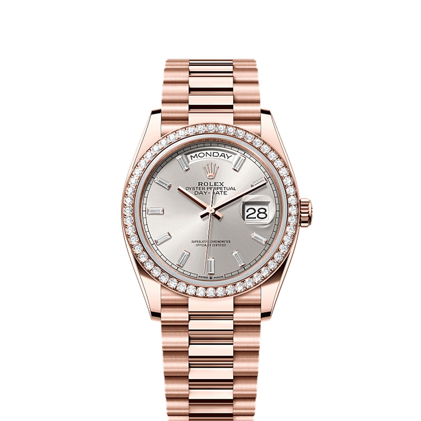 Rolex Day-Date 36 128345RBR (2025) - Zilver wijzerplaat 36mm Roségoud (1/1)