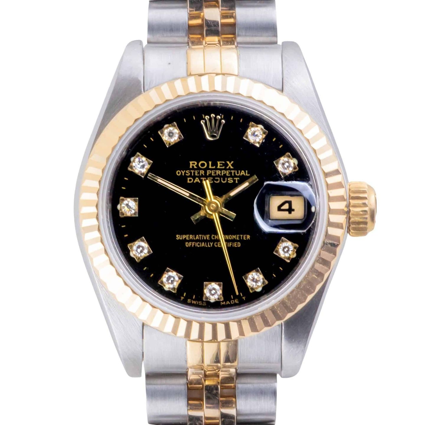 Rolex Lady-Datejust 69173 (1991) - Black dial 26 mm Gold/Steel case (3/8)
