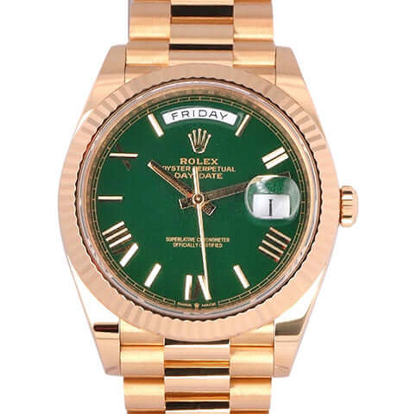 Rolex Day-Date 40 228238 (2021) - Green dial 40 mm Yellow Gold case (1/8)