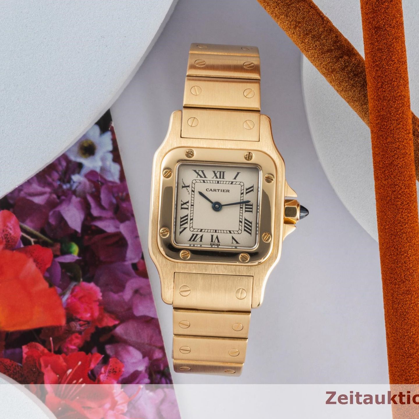 Cartier Santos Galbée 866930 (1990) - White dial 24 mm Yellow Gold case (1/8)