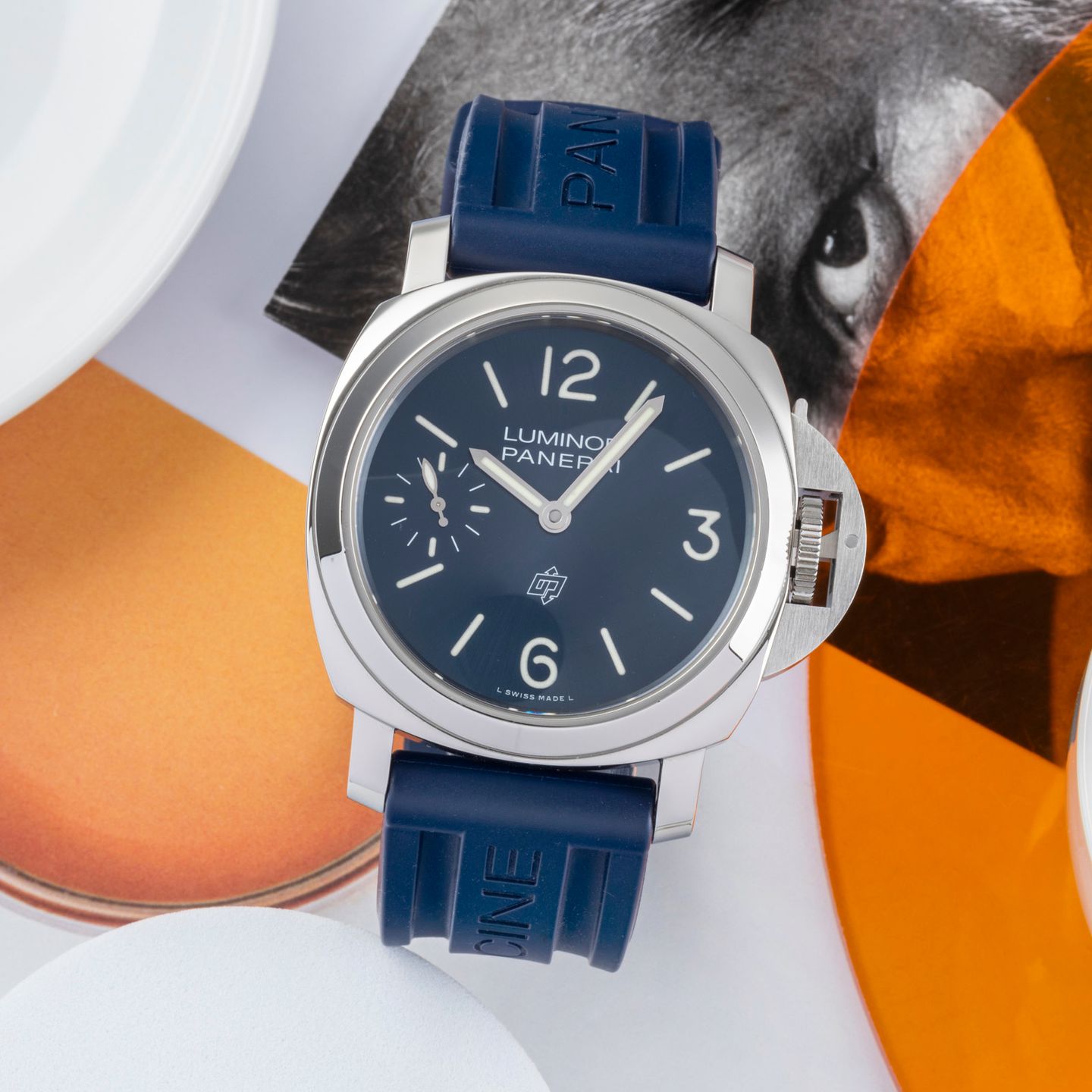 Panerai Luminor PAM01085 (Onbekend (willekeurig serienummer)) - Blauw wijzerplaat 44mm Staal (1/8)