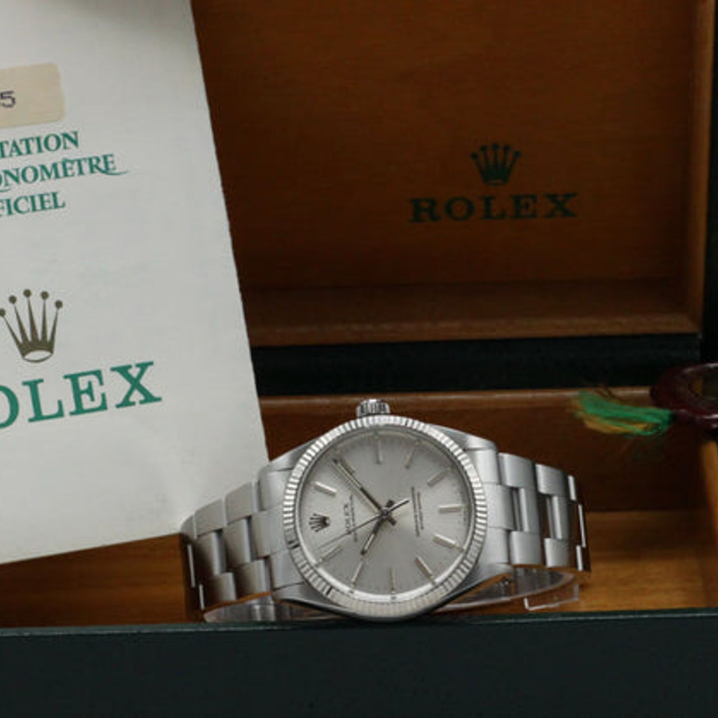 Rolex Oyster Perpetual 1005 (1997) - Zilver wijzerplaat 34mm Staal (3/7)