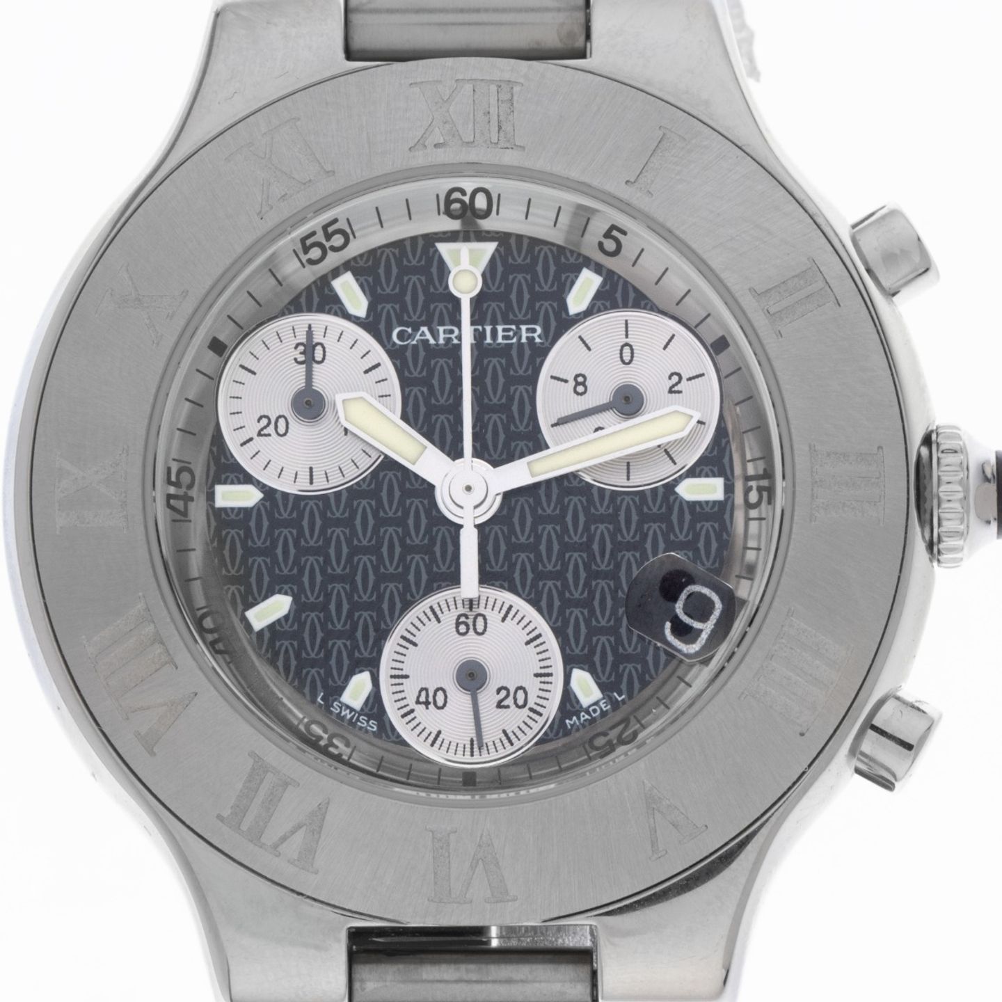 Cartier 21 Chronoscaph W10172T2 (2006) - Grijs wijzerplaat 38mm Staal (1/8)