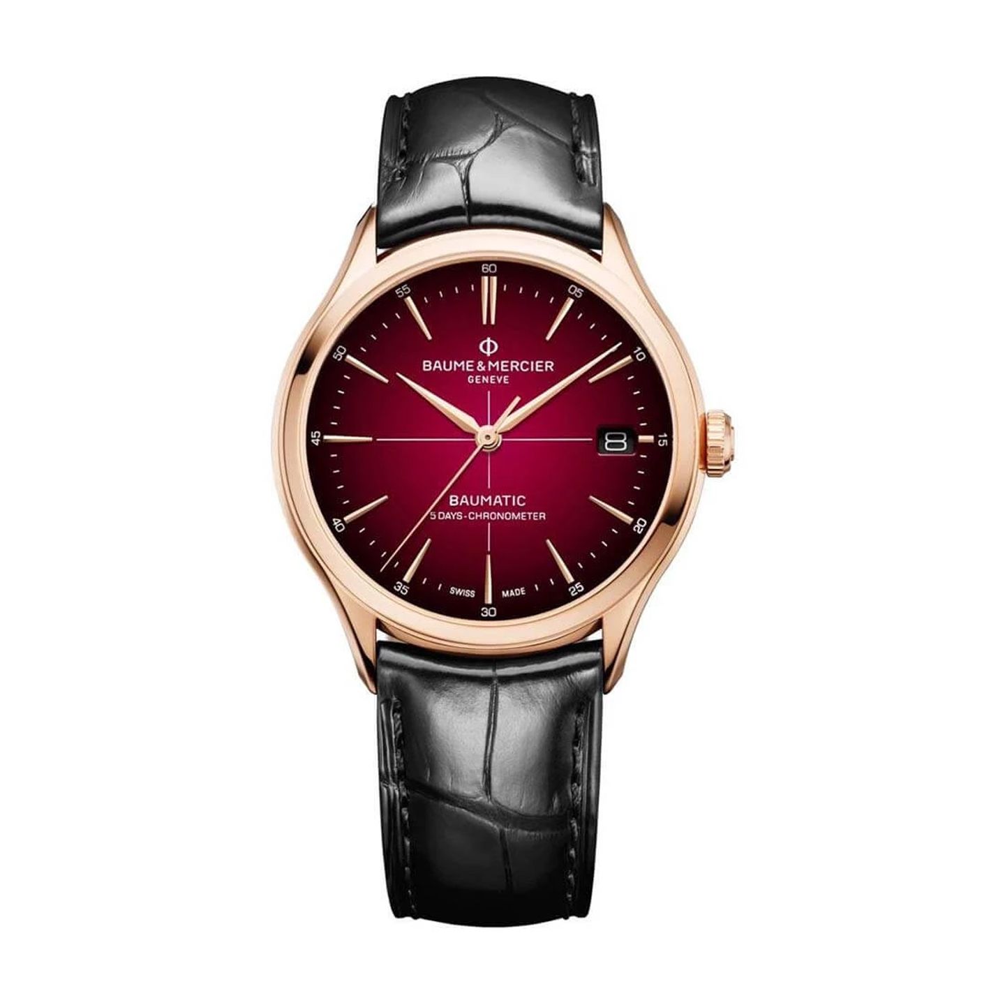 Baume & Mercier Clifton M0A10591 (2024) - Red dial 39 mm Rose Gold case (3/3)