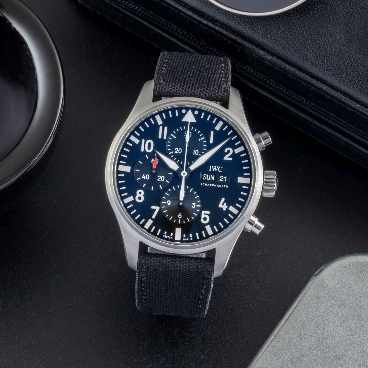 IWC Pilot Chronograph IW377709 (Unknown (random serial)) - Black dial 43 mm Steel case (1/8)