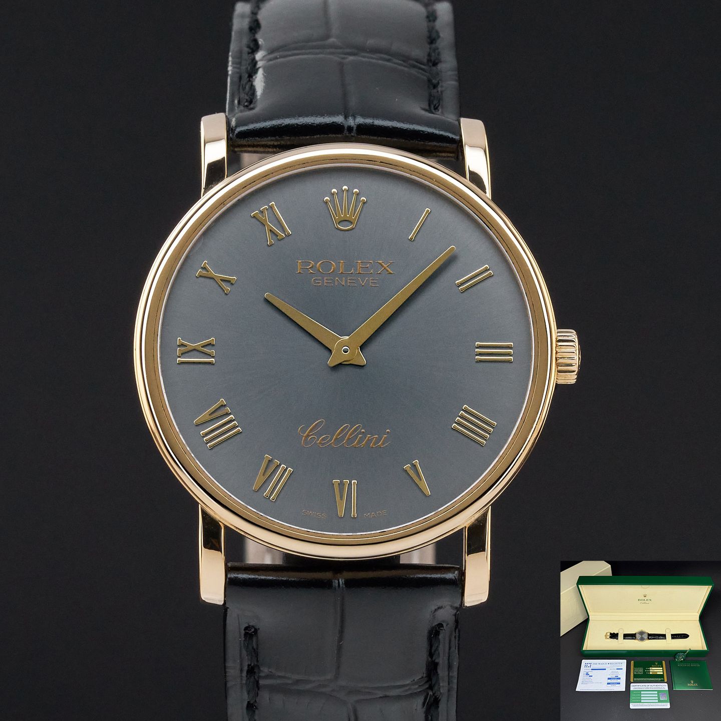 Rolex Cellini Time 5115 (2015) - Grijs wijzerplaat 32mm Geelgoud (1/8)