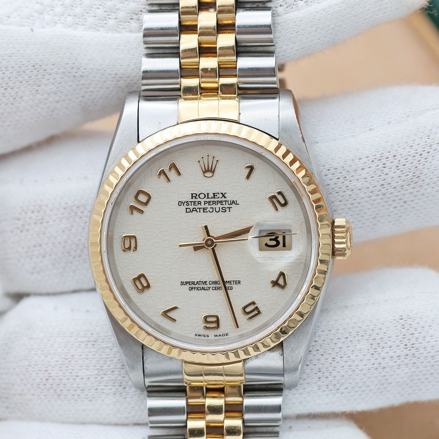 Rolex Datejust 36 16233 (Onbekend (willekeurig serienummer)) - Wit wijzerplaat 36mm Goud/Staal (1/8)
